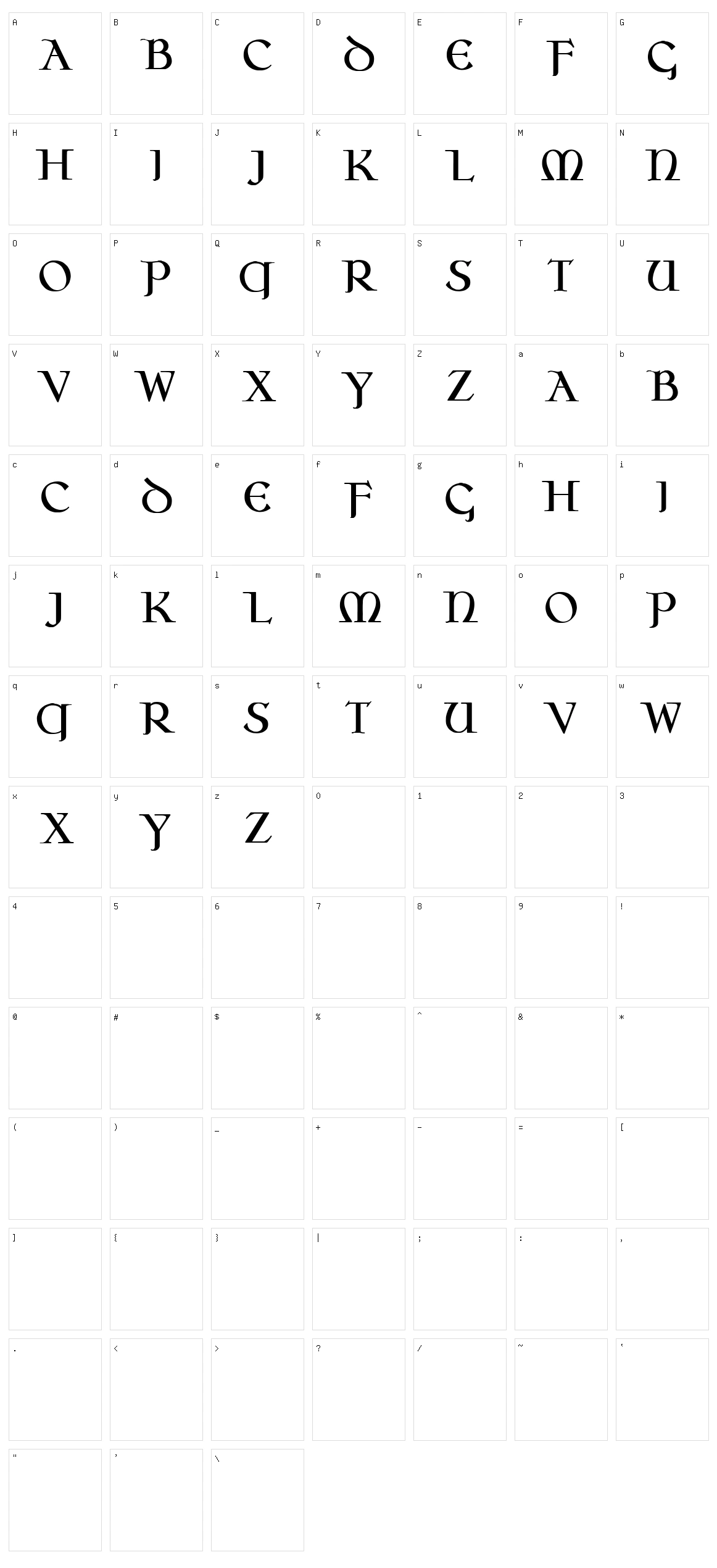 Bazzotte Character Set