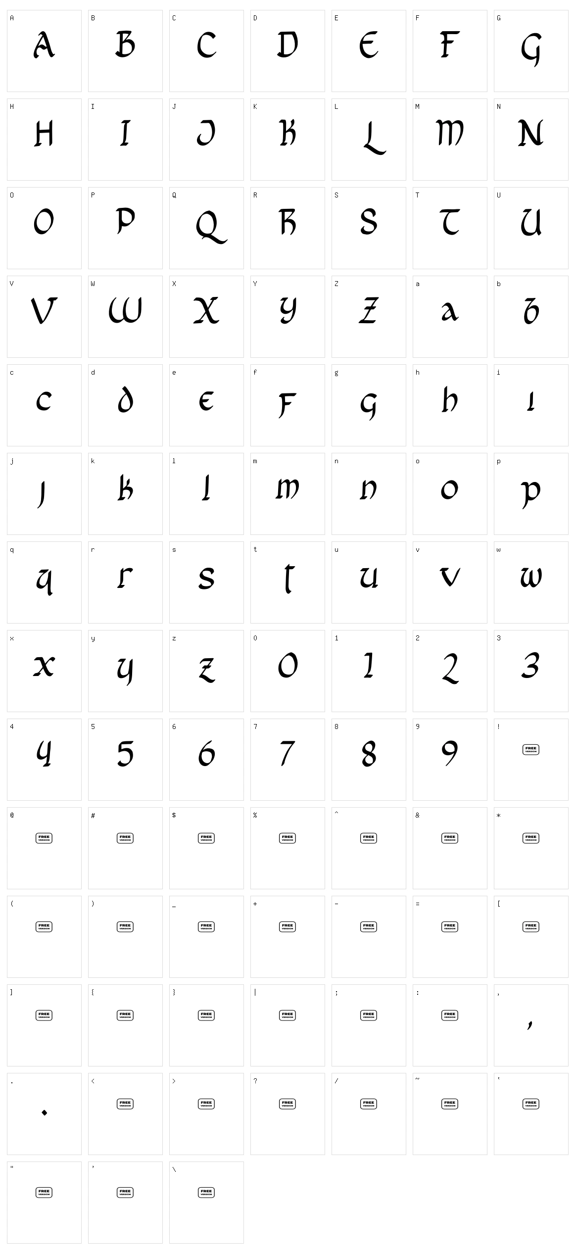 Bricius Character Set