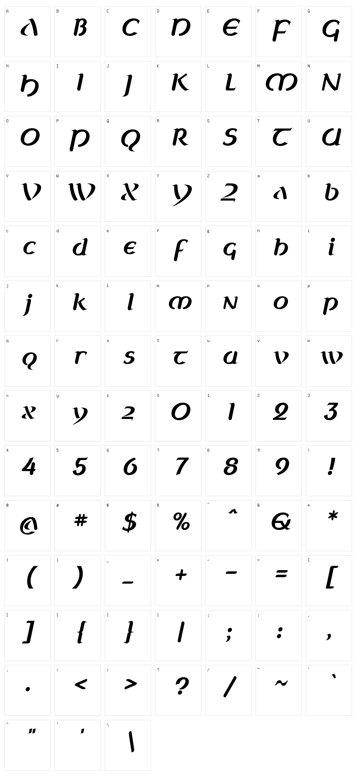 Celtica Character Set
