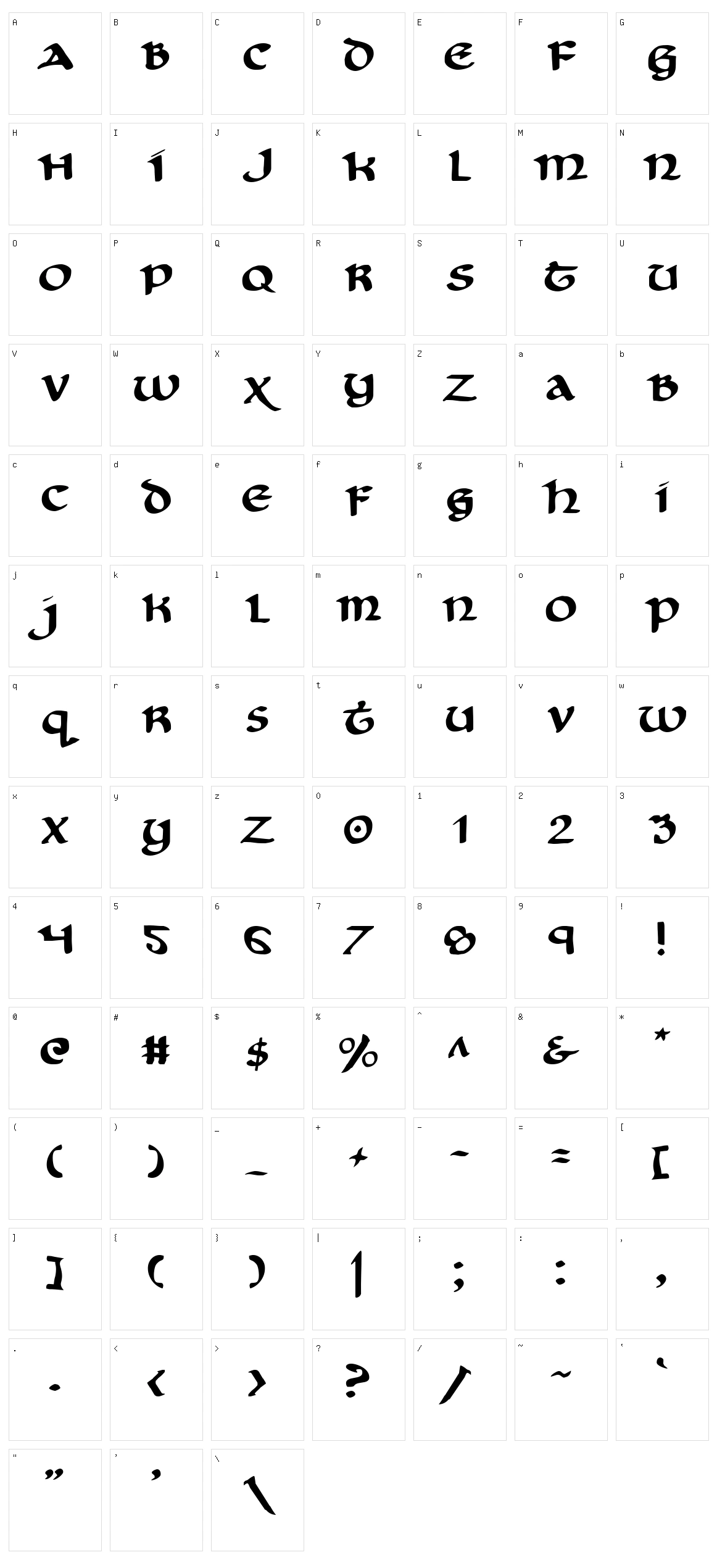 Cry Uncial Character Set