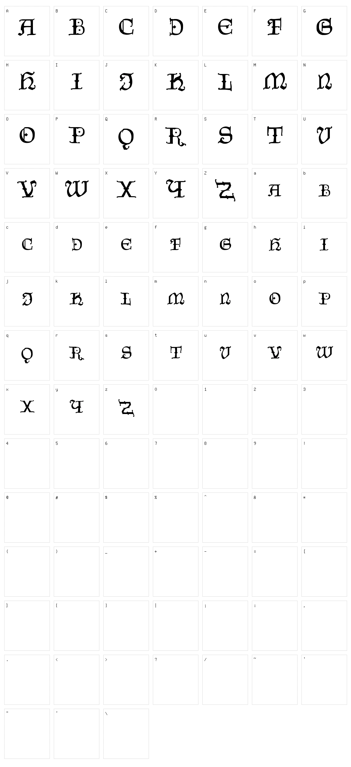 Czech Gotika Character Set