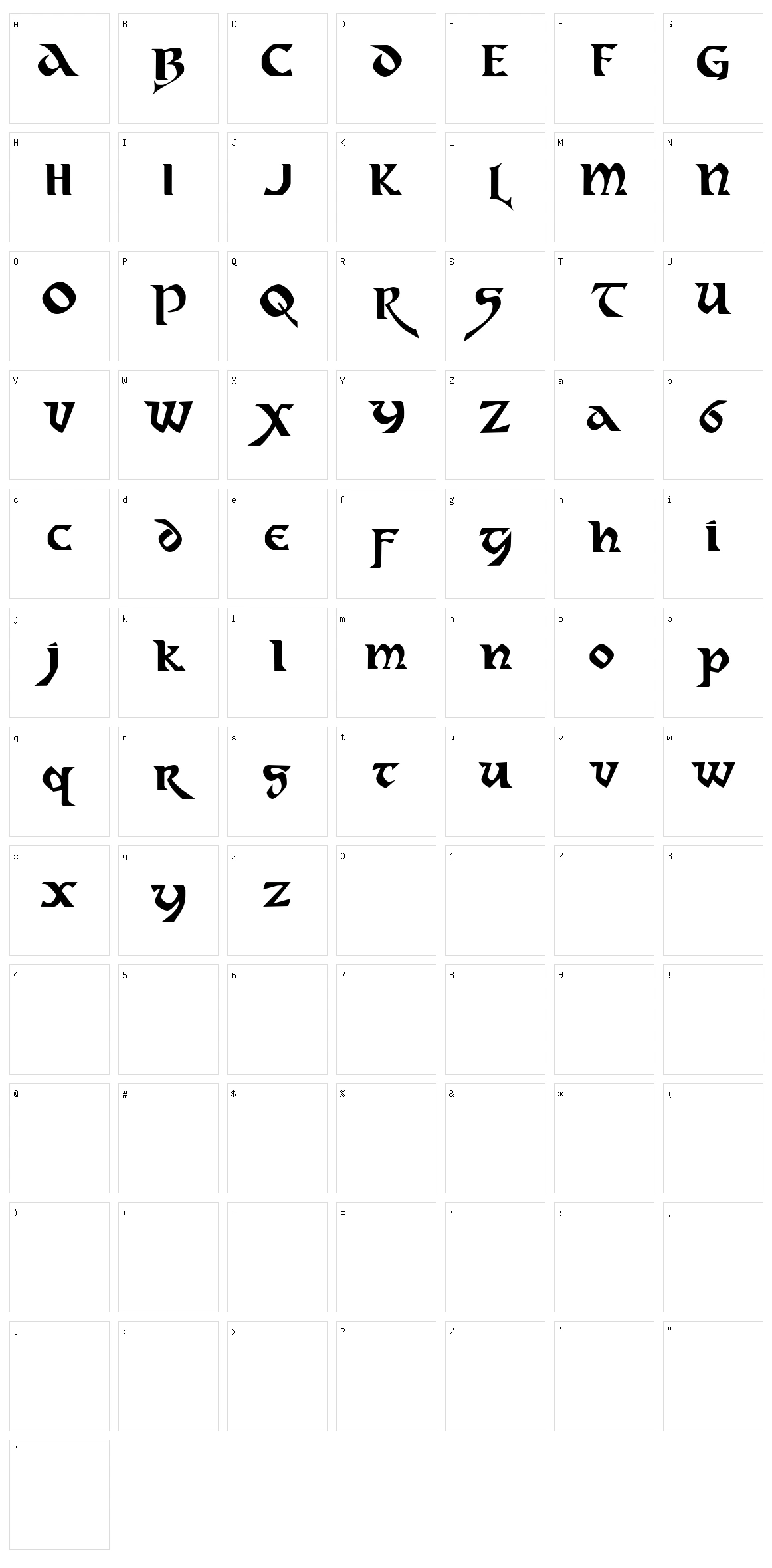 Dahaut Character Set