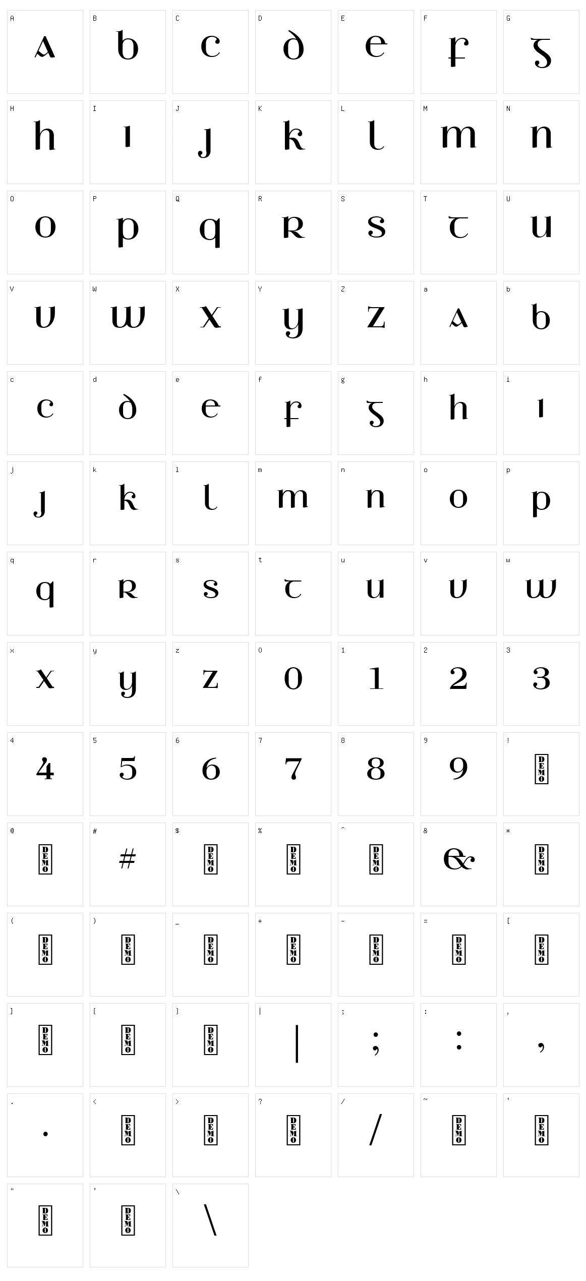 Ethlinn Character Set