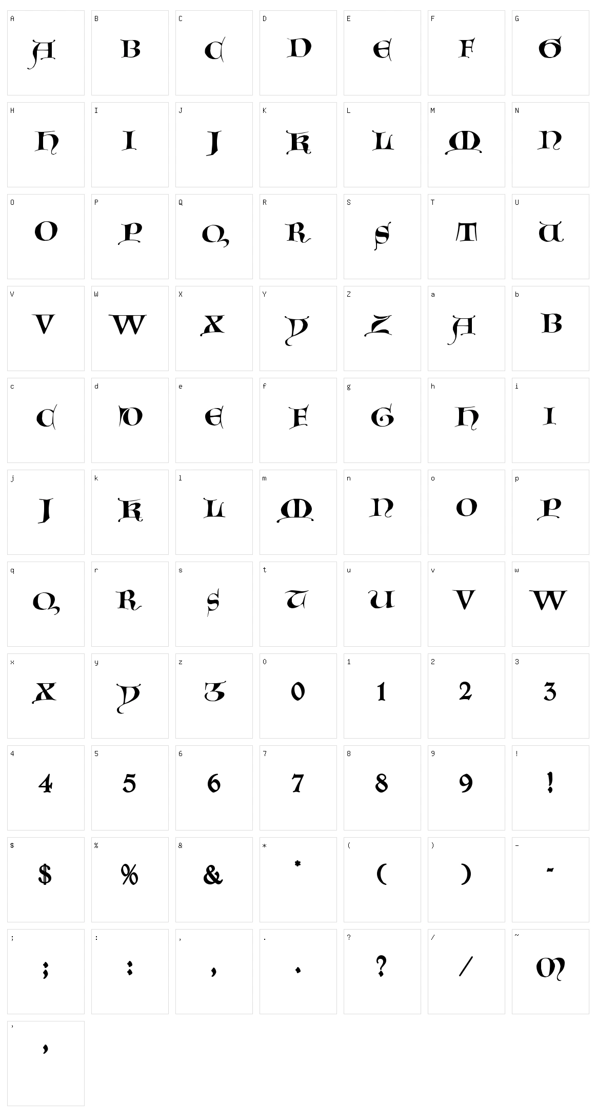 Gotische Majuskel Character Set