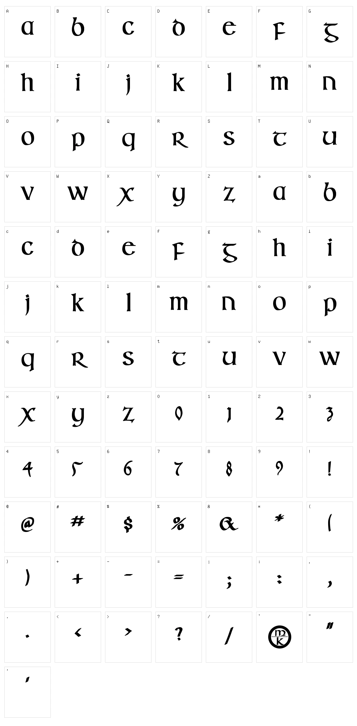 Irish Uncialfabeta Character Set