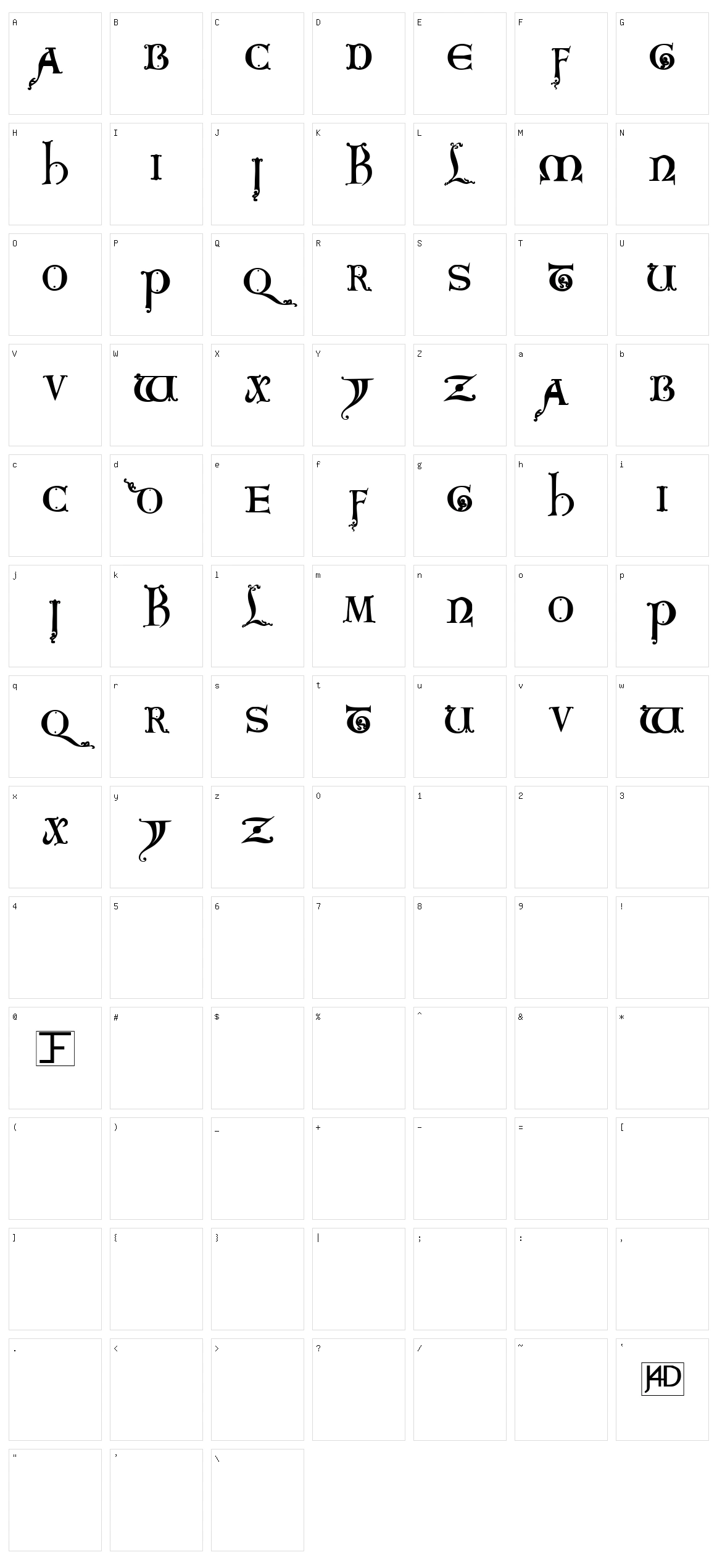 King Arthur Character Set