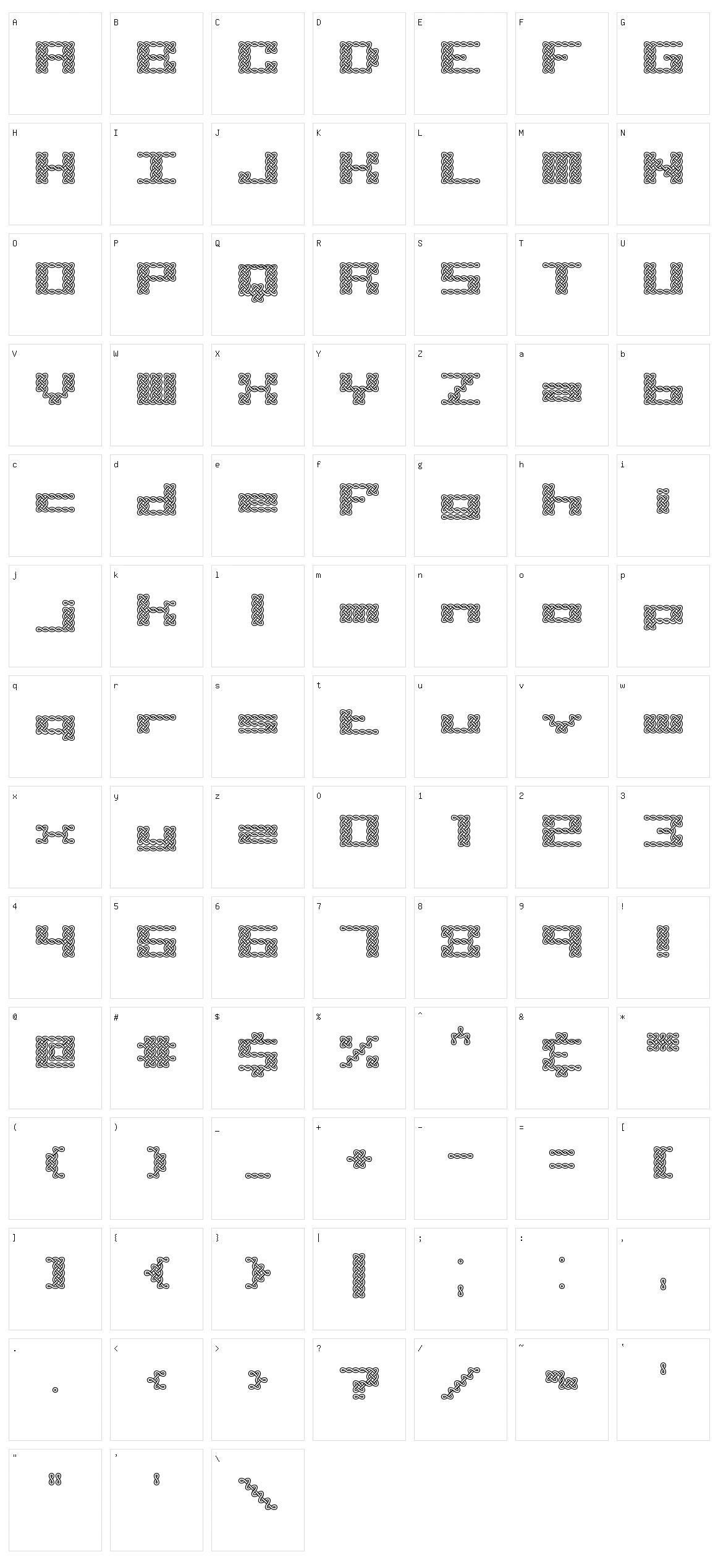 Knot BRK Character Set
