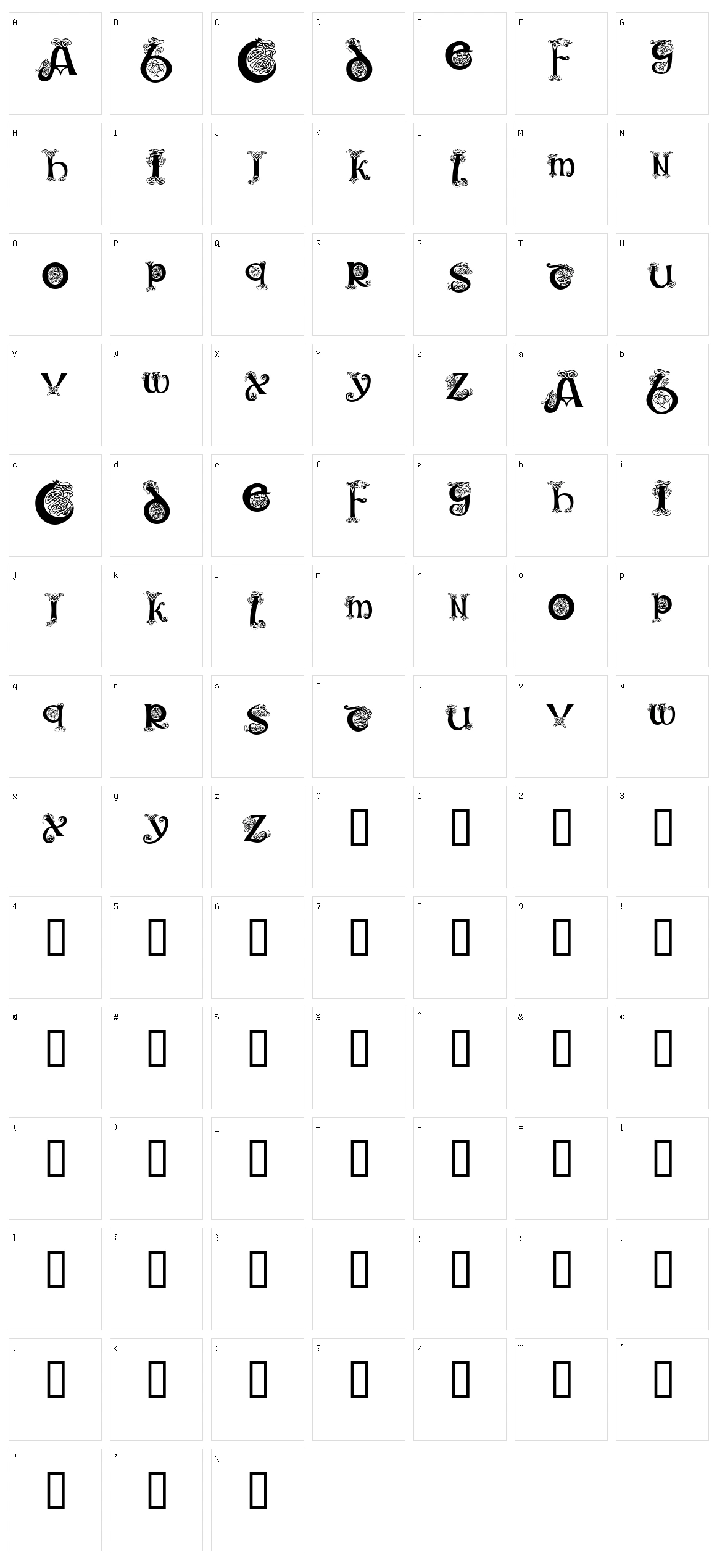 KR Keltic One Character Set