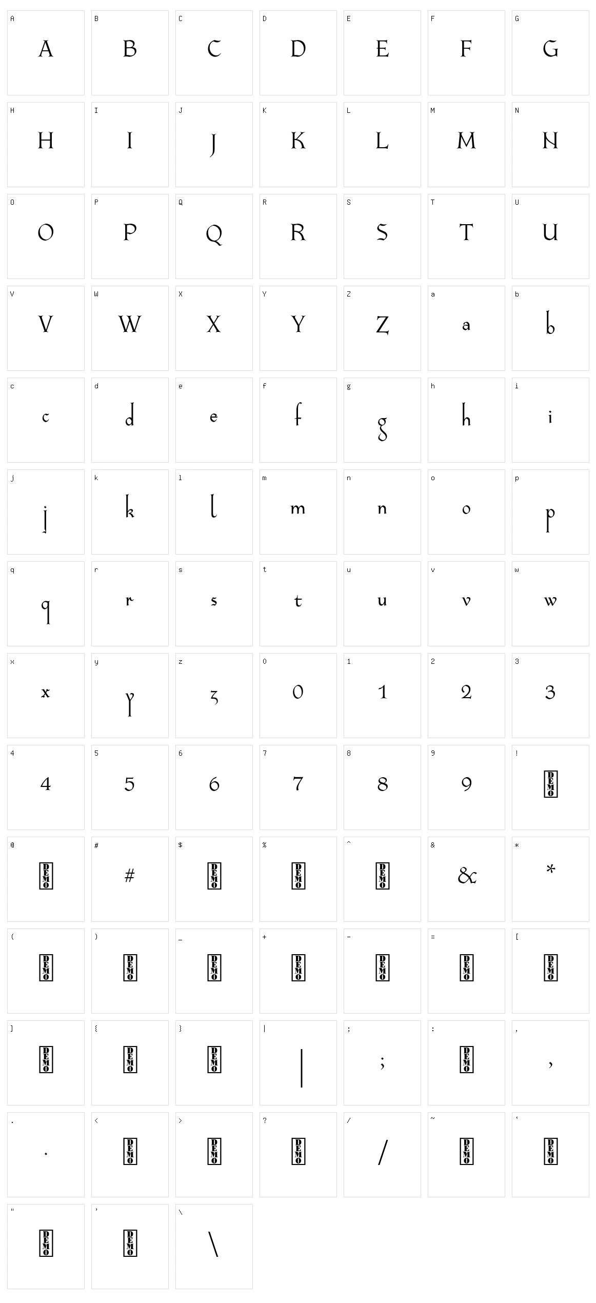 Longa Iberica Character Set