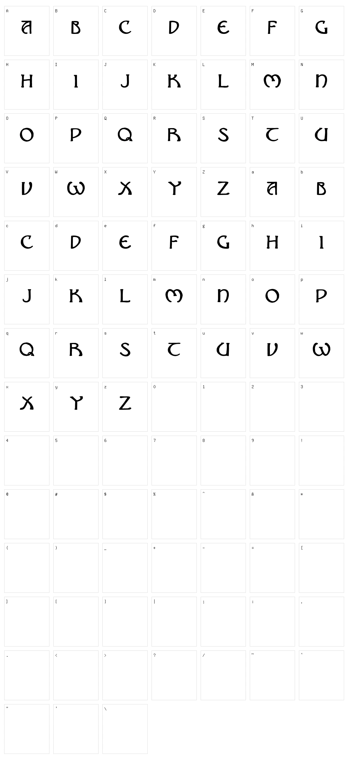 Nouveau Uncial Caps Character Set