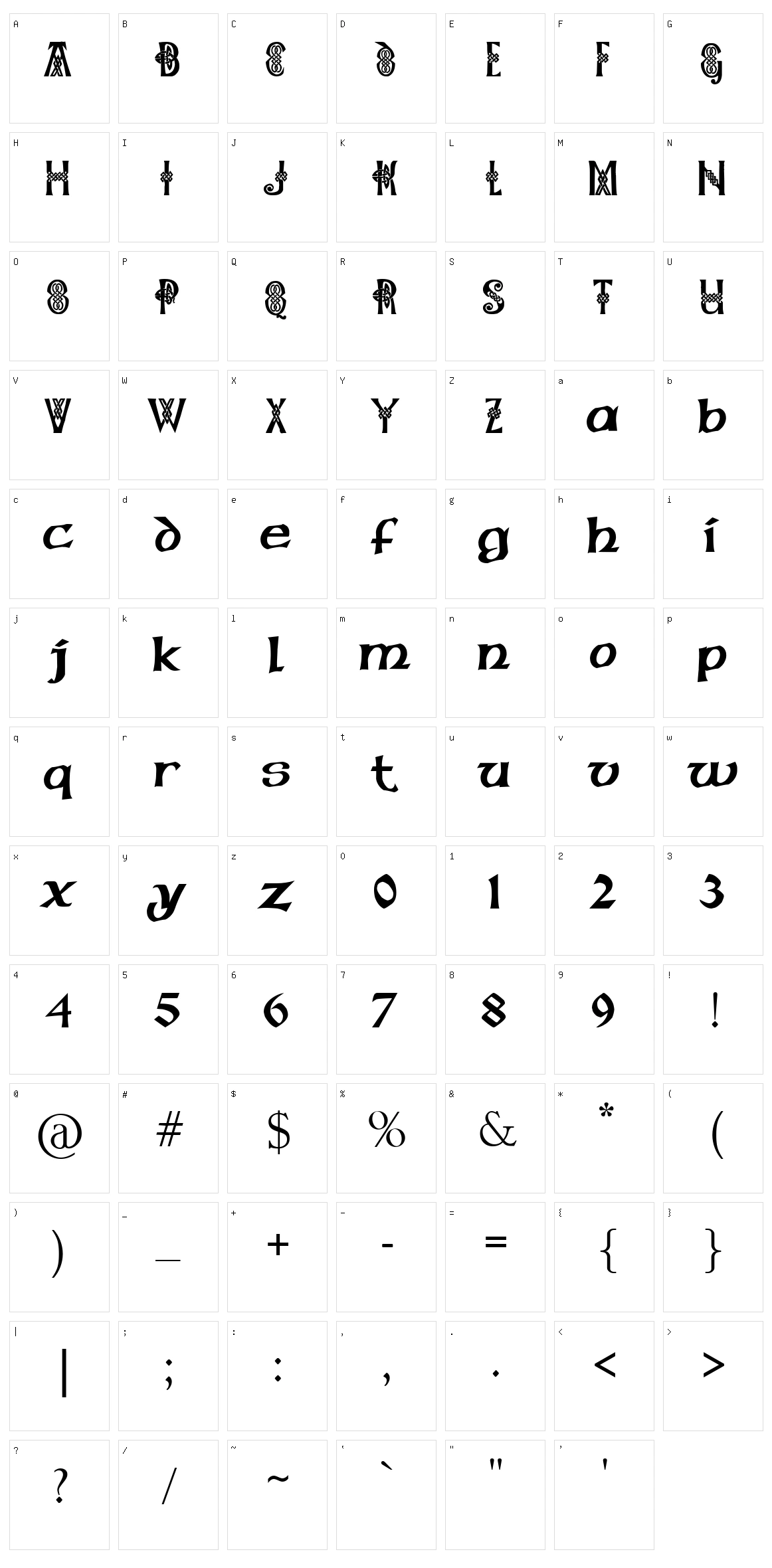 Pauls Celtic Font 1 Character Set