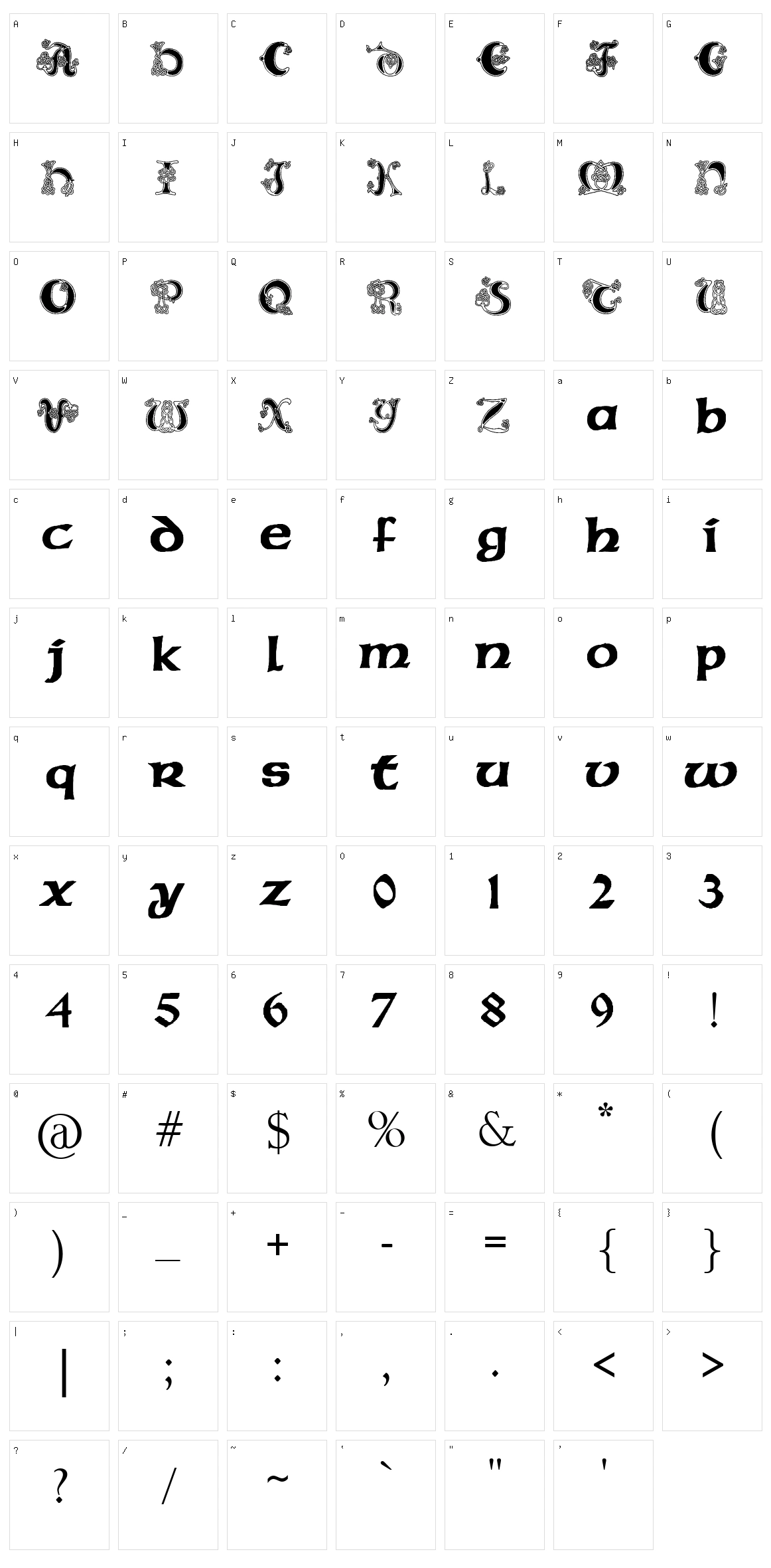 Pauls Celtic Font 2 Character Set