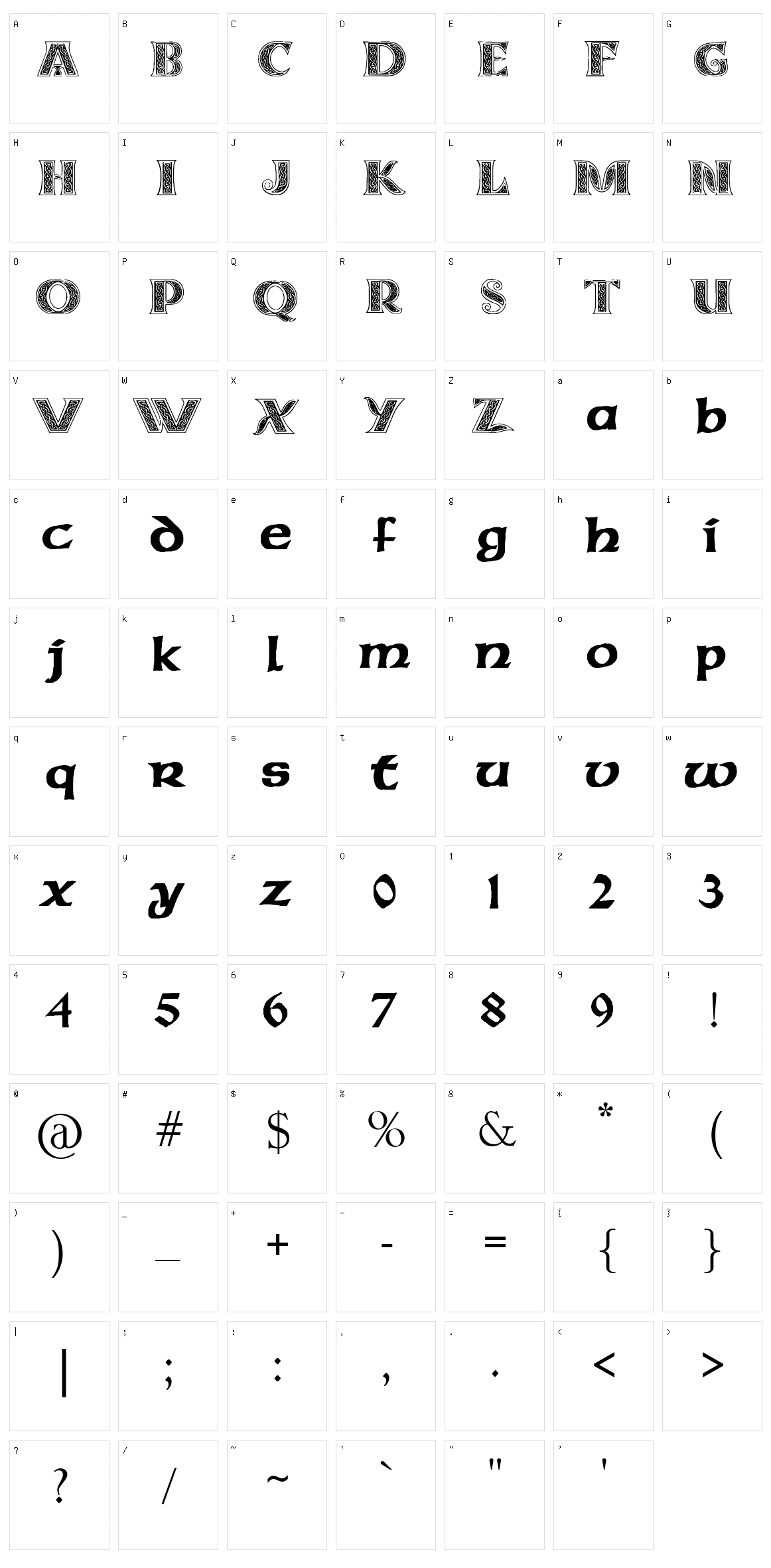Pauls Celtic Font 3 Character Set