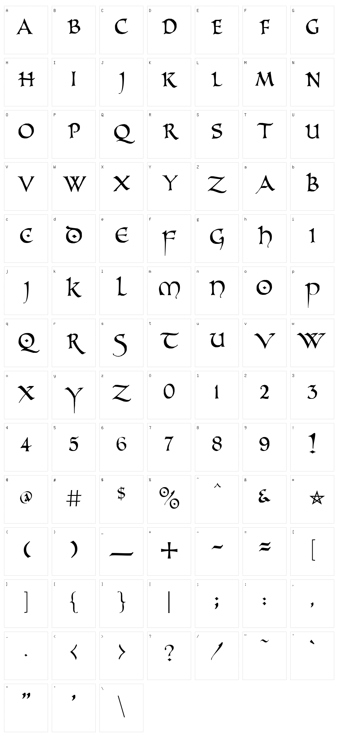PR Uncial Alt Caps Character Set