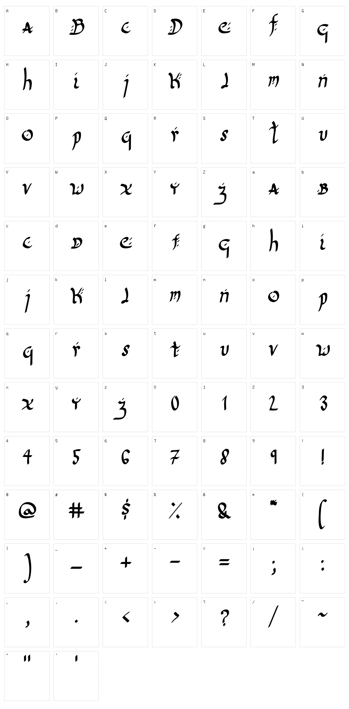 Quick Quill Character Set