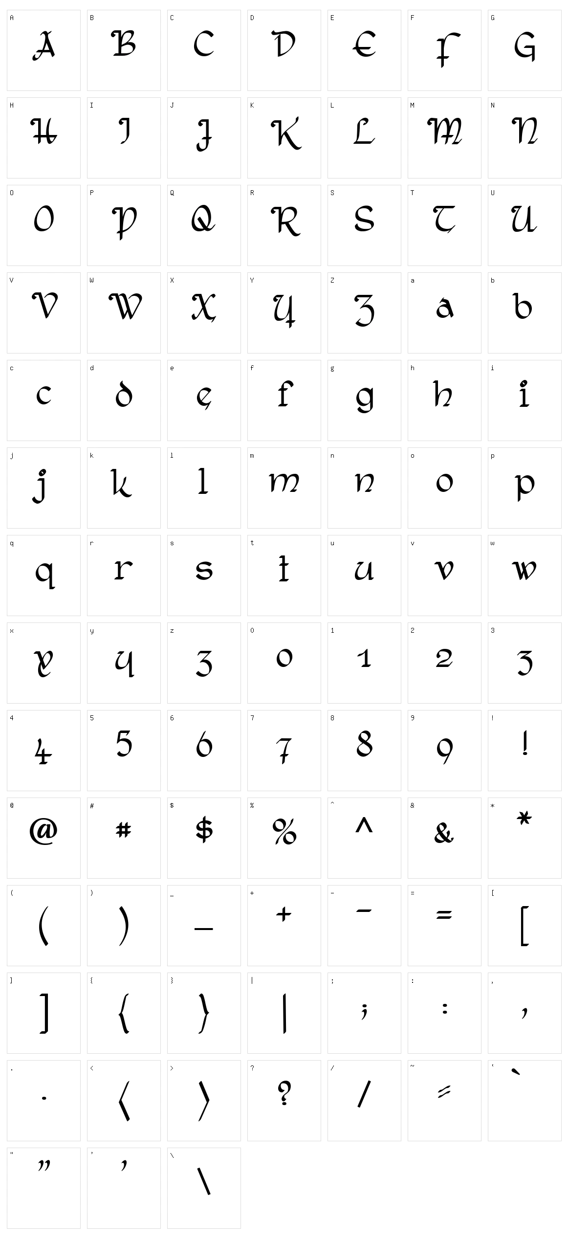 Rostock Kaligraph Character Set