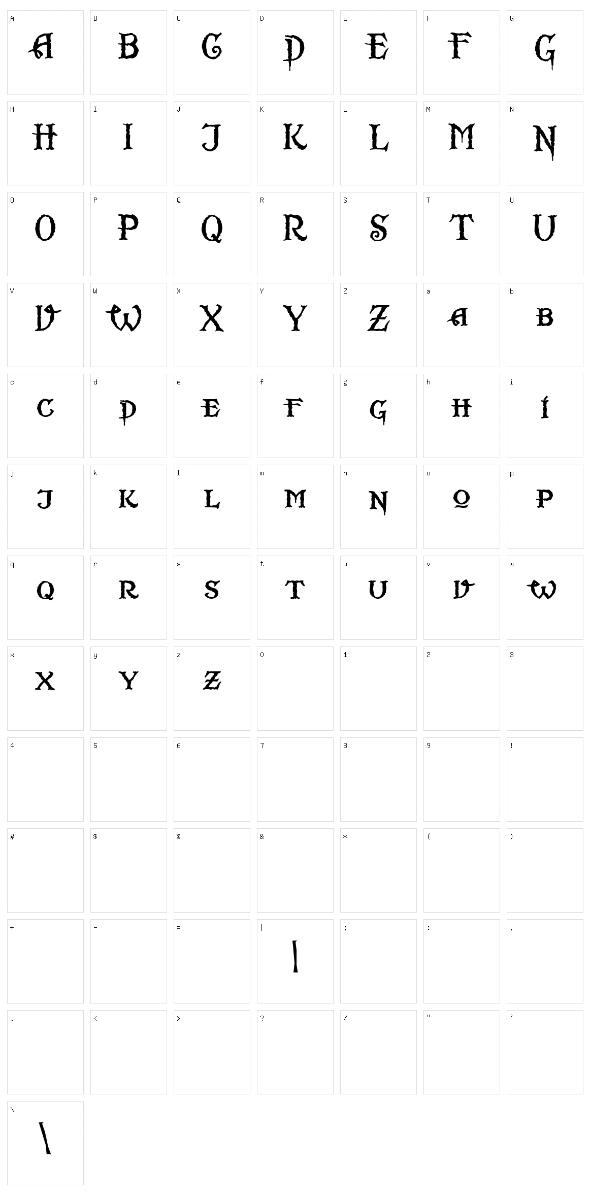 Scurlock Character Set