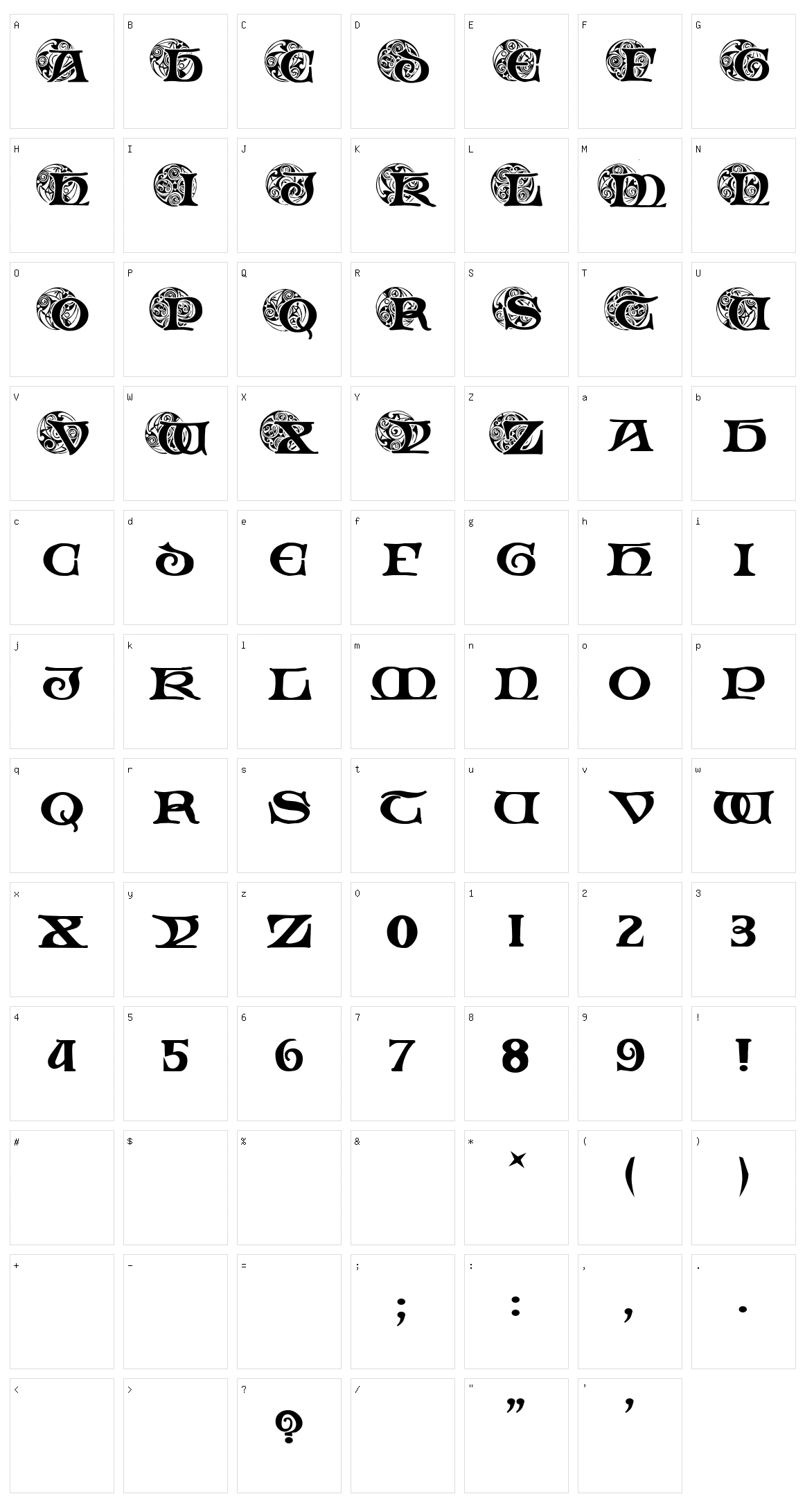 Spiral Initials Character Set