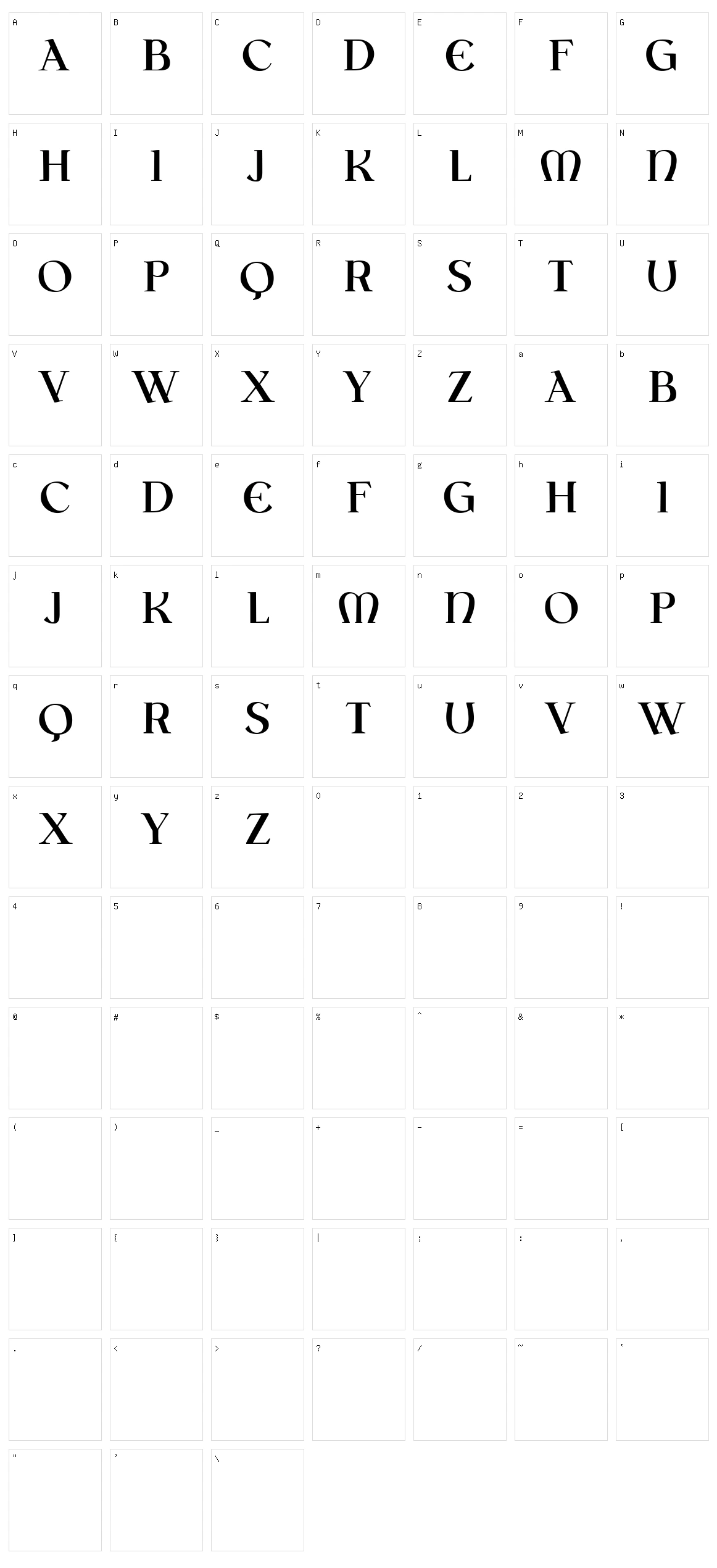 Square Character Set