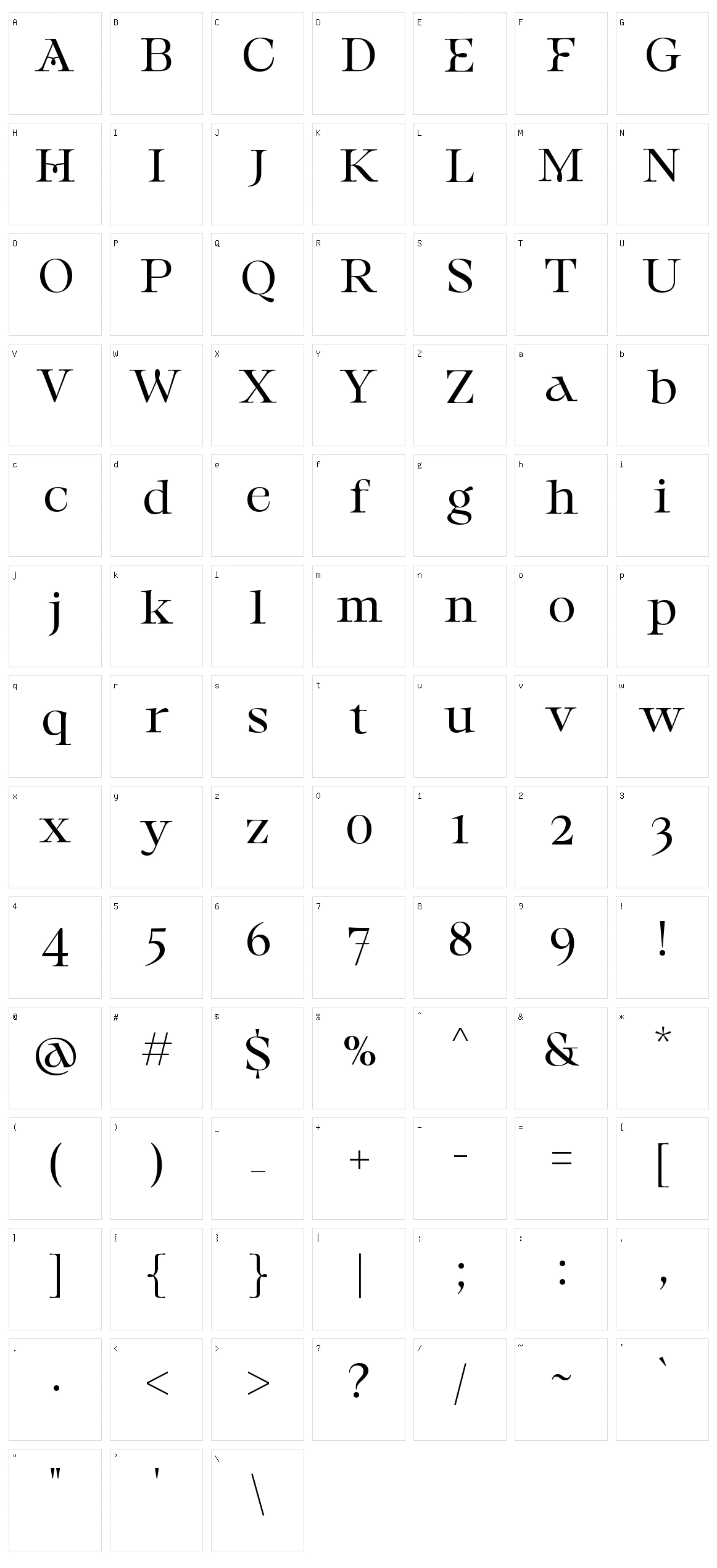 Steravina Character Set
