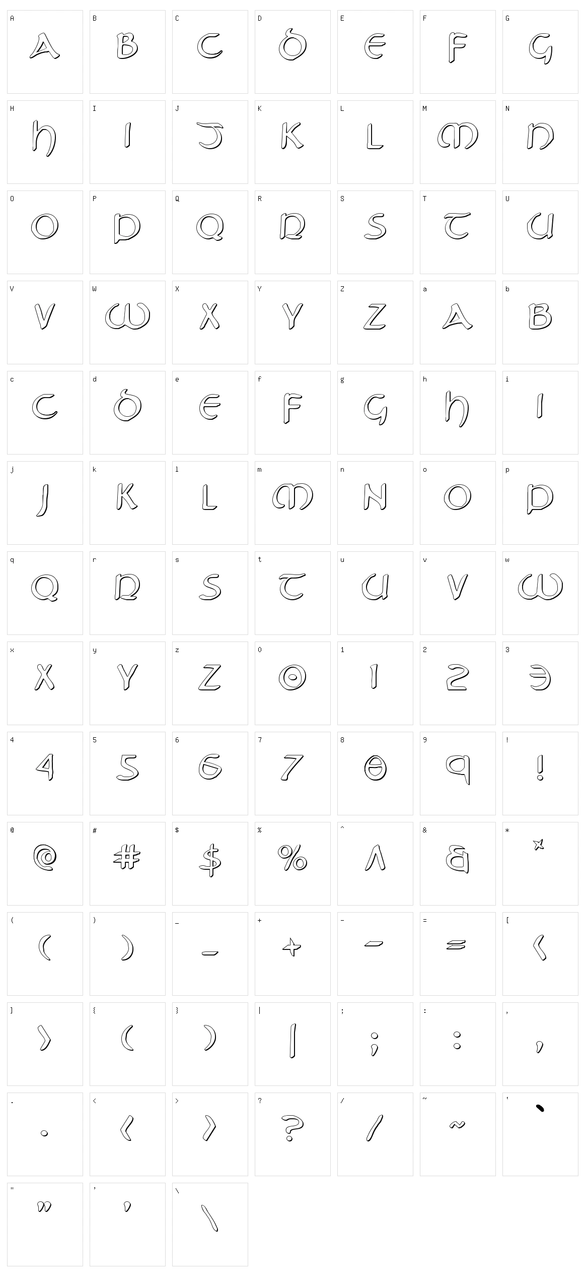 Tristram Character Set