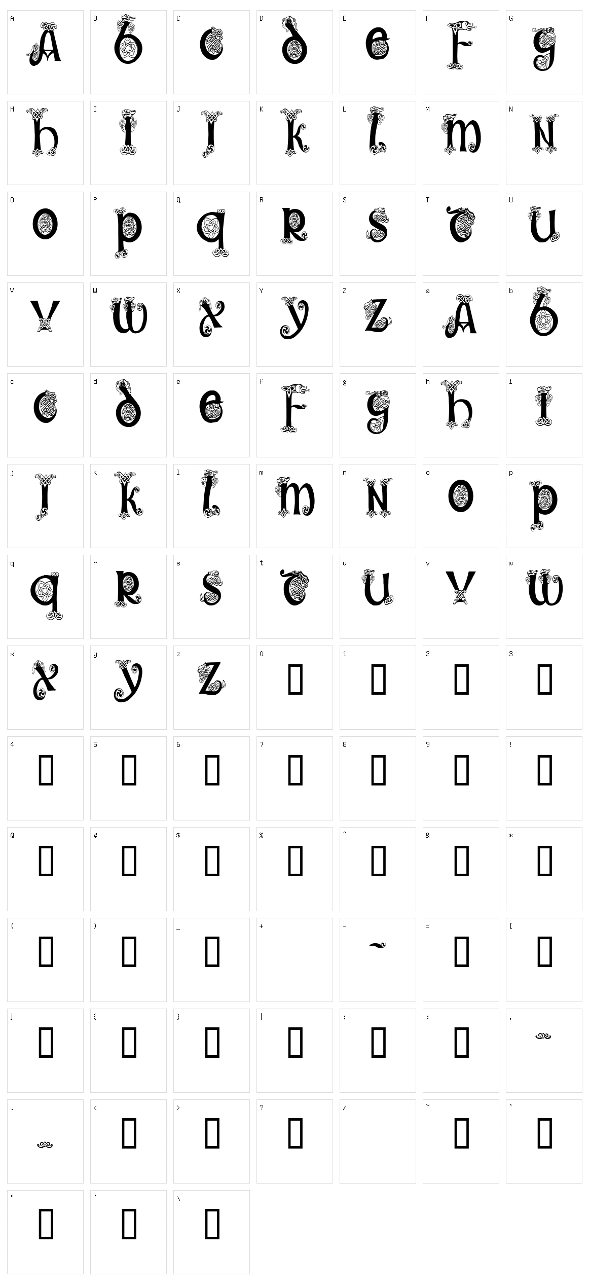 Trueheart Character Set