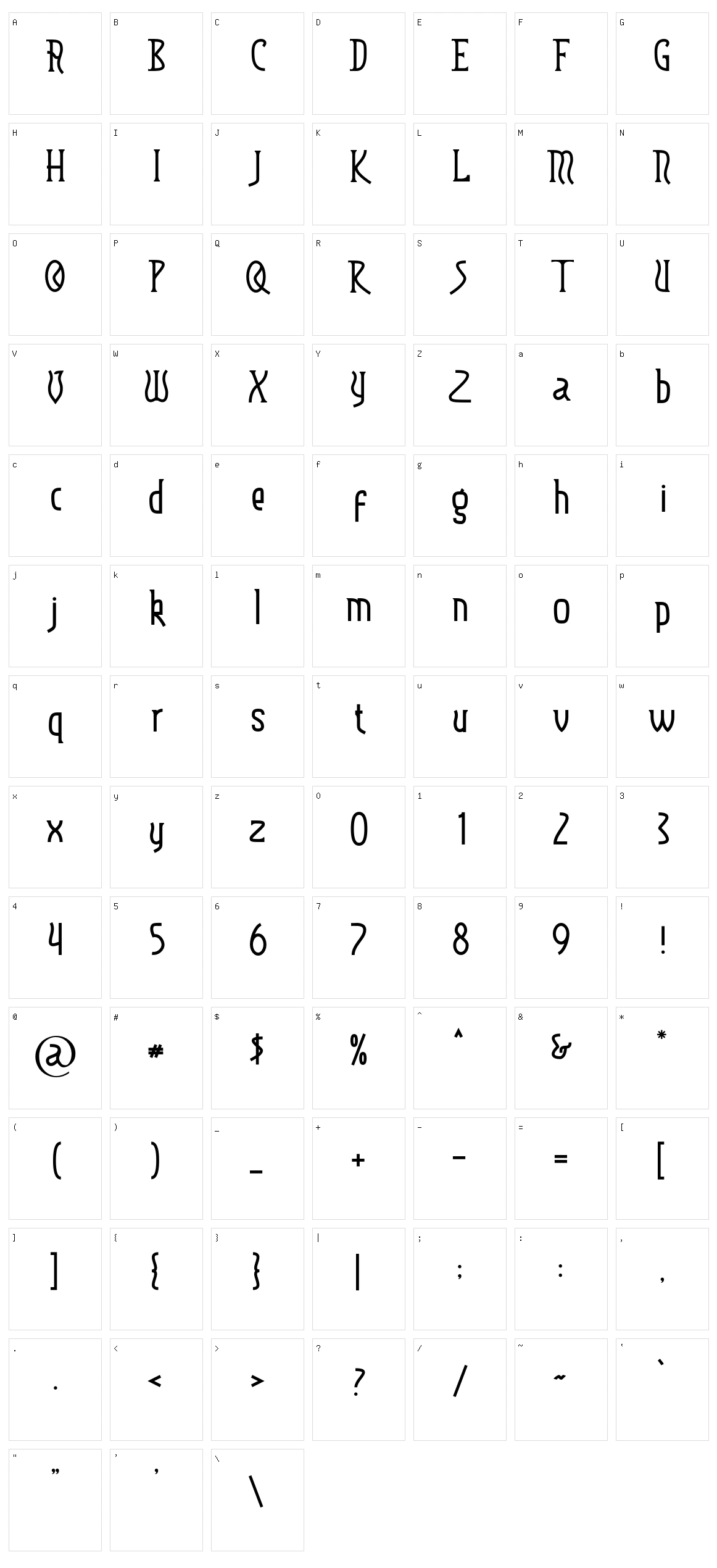 Westle Character Set