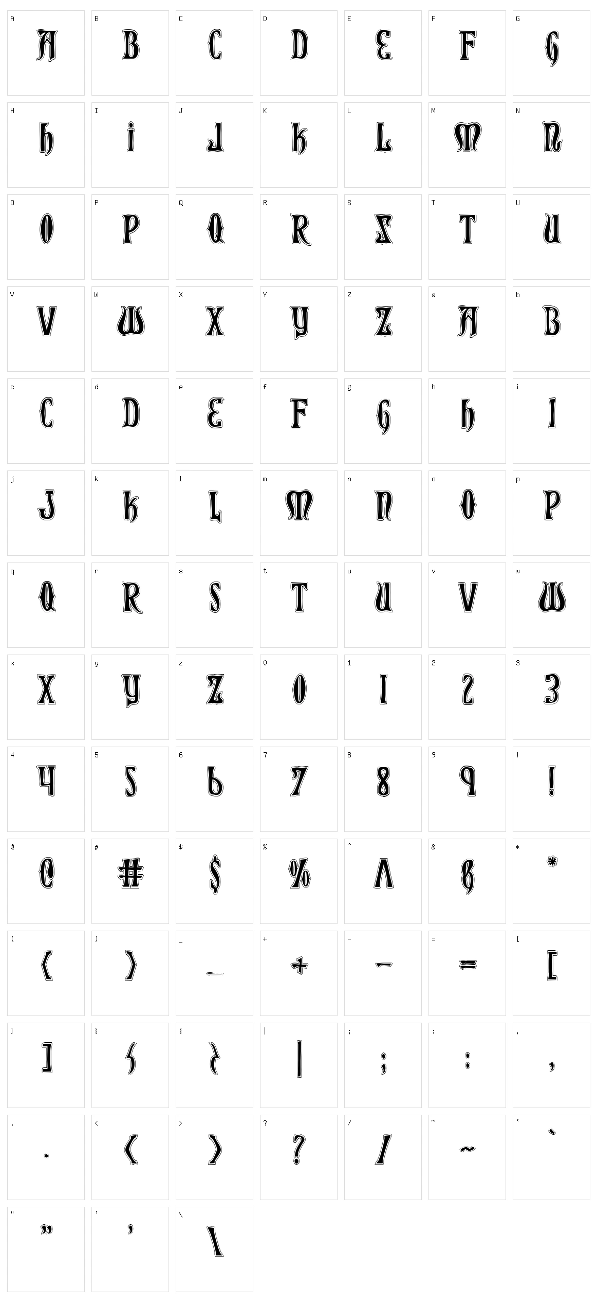 Xiphos Character Set