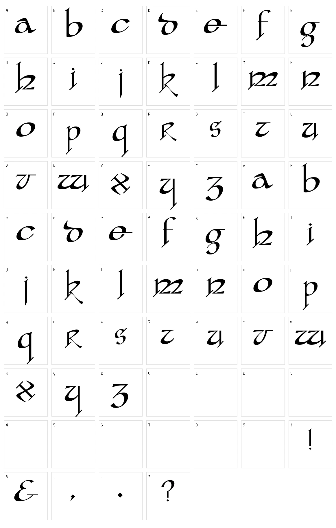 Yafit Character Set