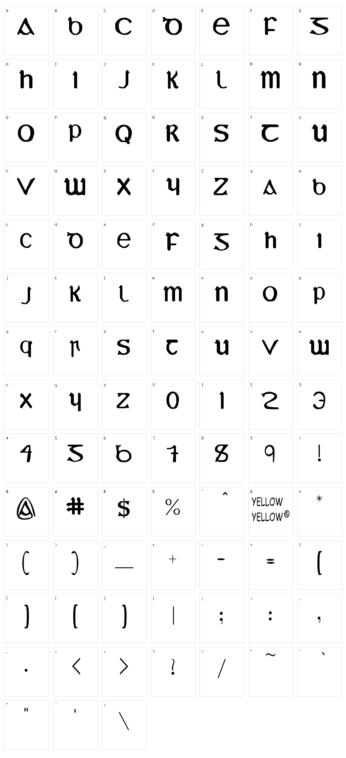 YY Uncial Most Irish Character Set
