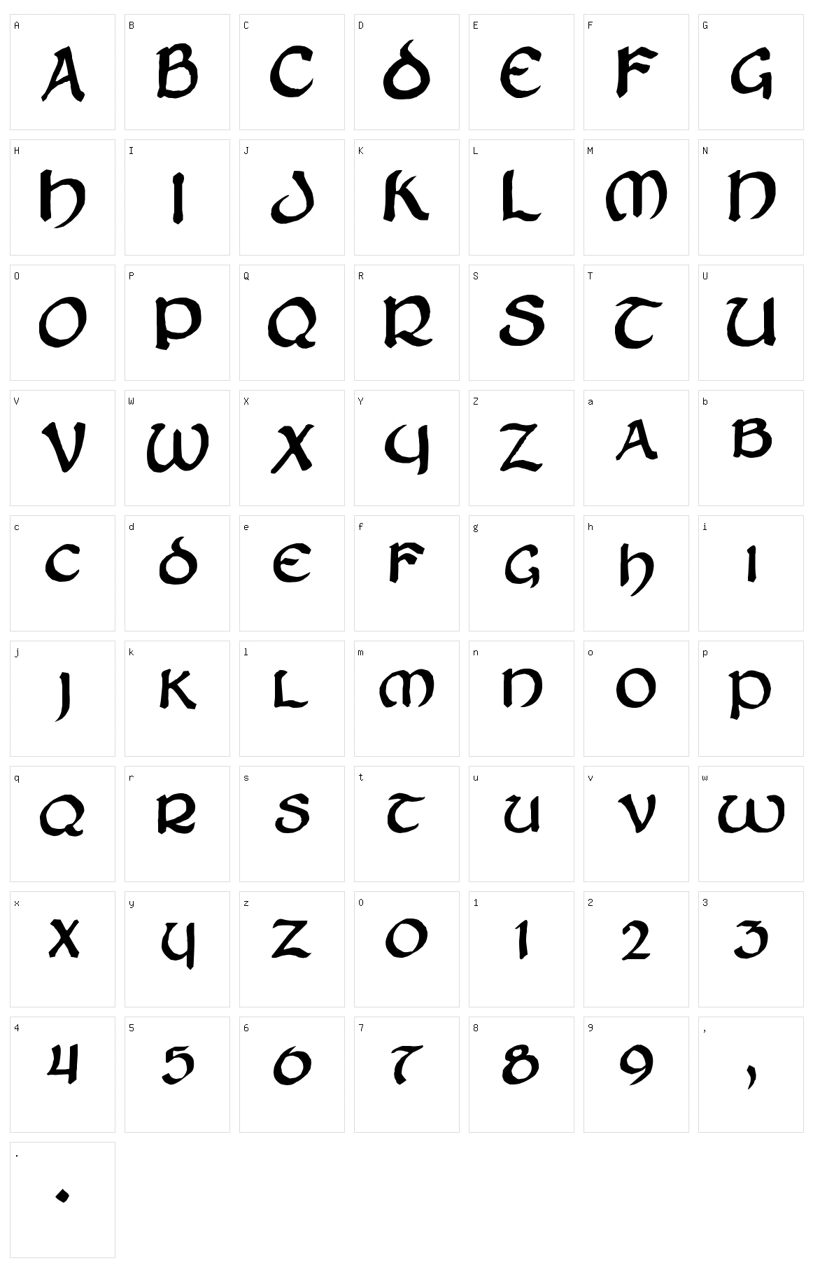 Zilluncial Character Set