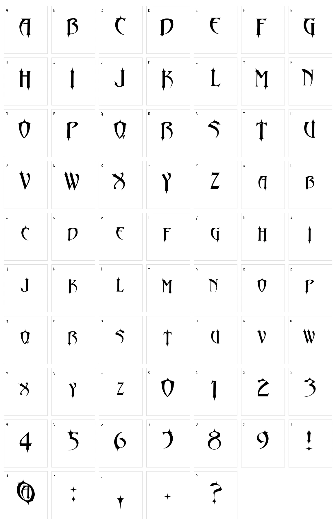 Abaddon II Character Set