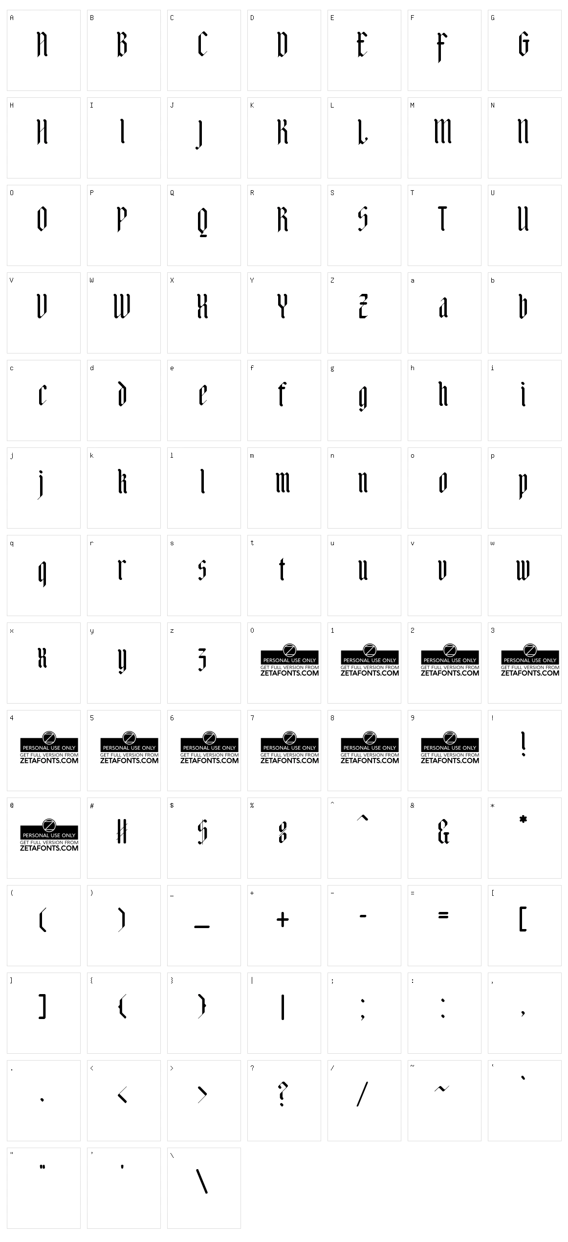 Adlibitum Character Set