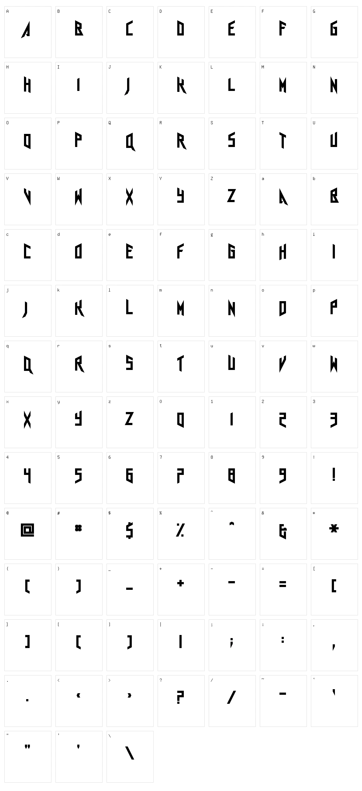 Agra Axera Character Set