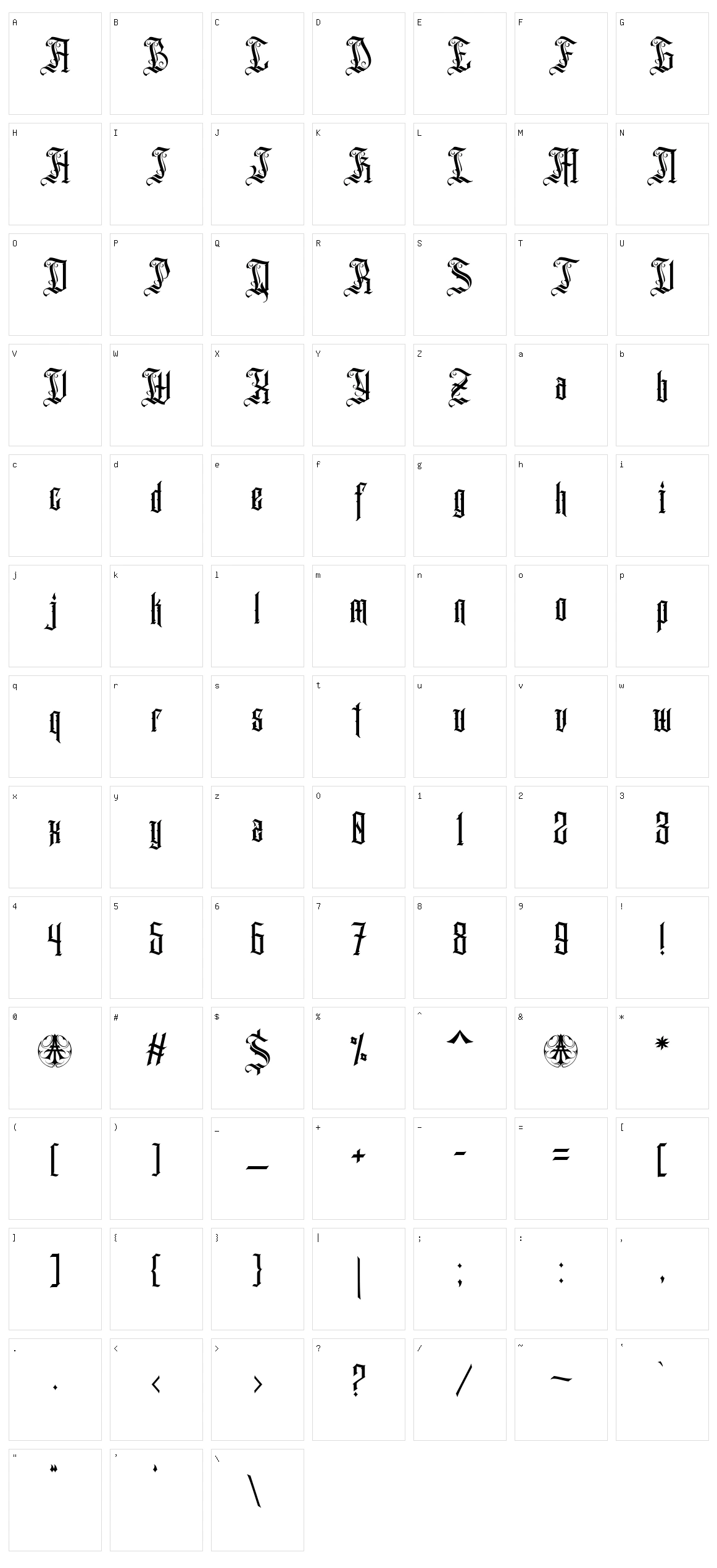 Aihet Script Character Set