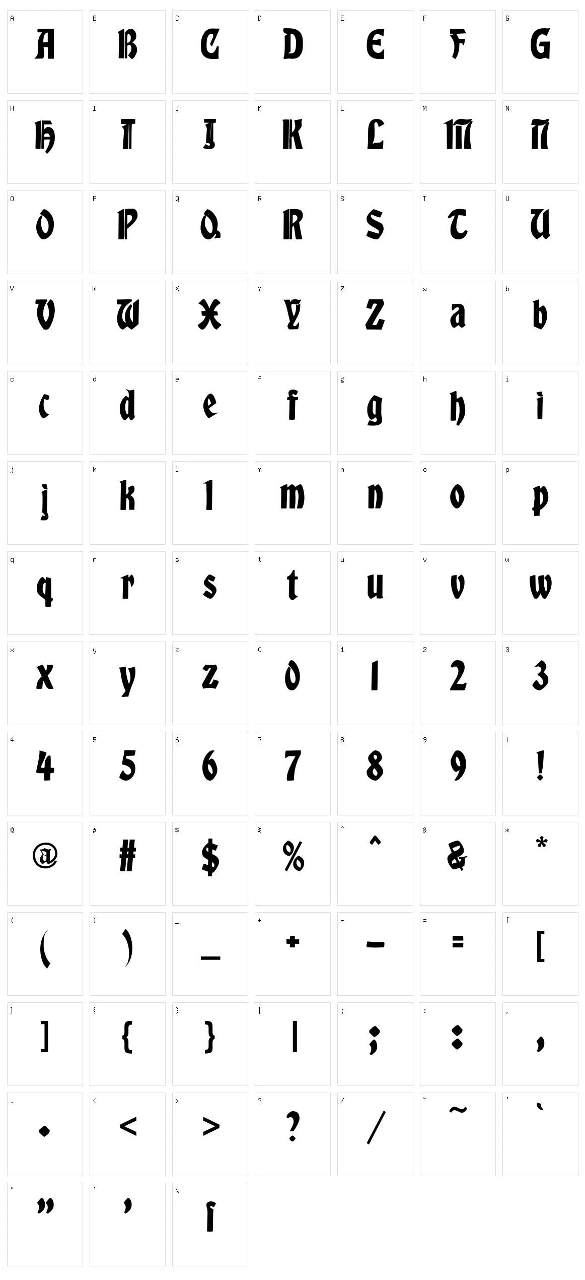 Albert Text Character Set