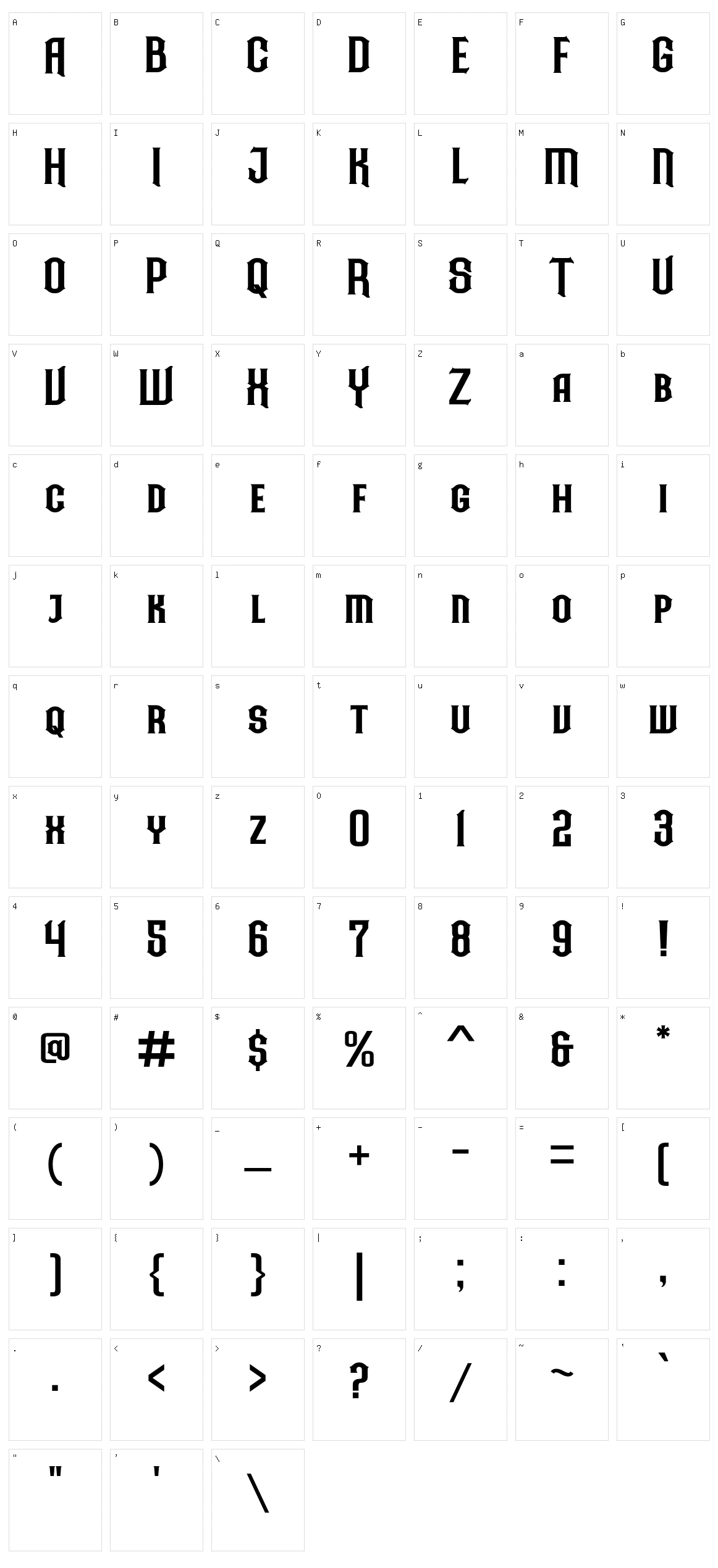 Ardillah Kafi Character Set