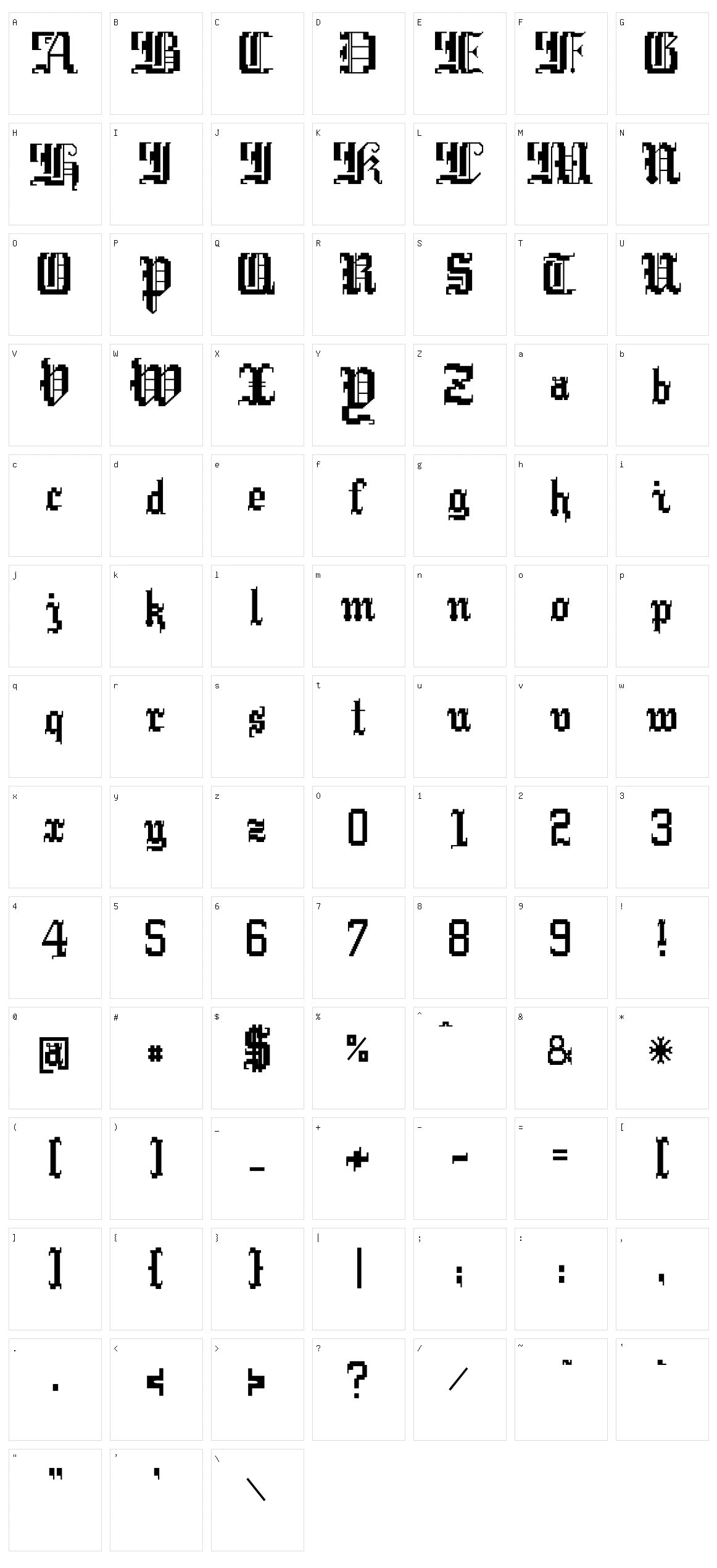Argor Cwar Scaqh Character Set