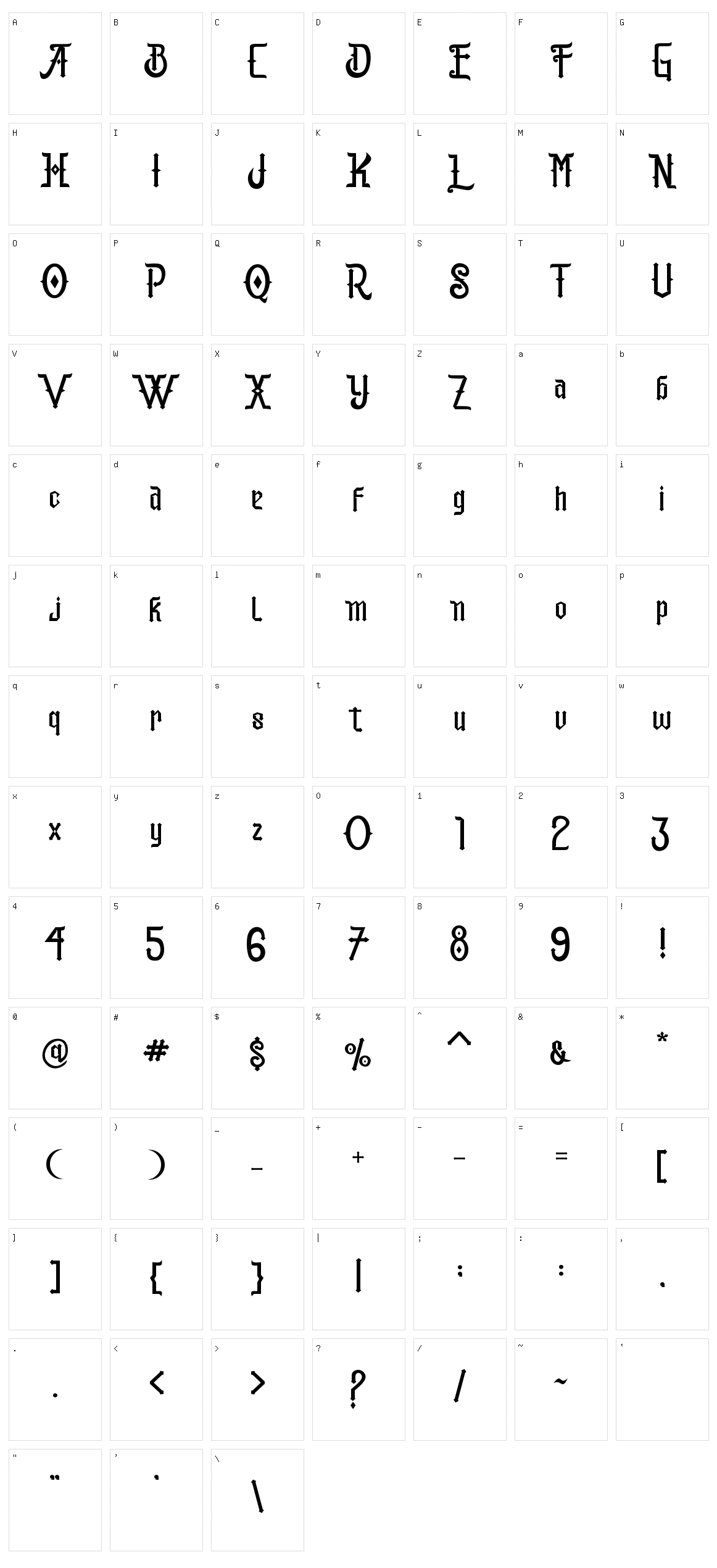 Ashter Character Set
