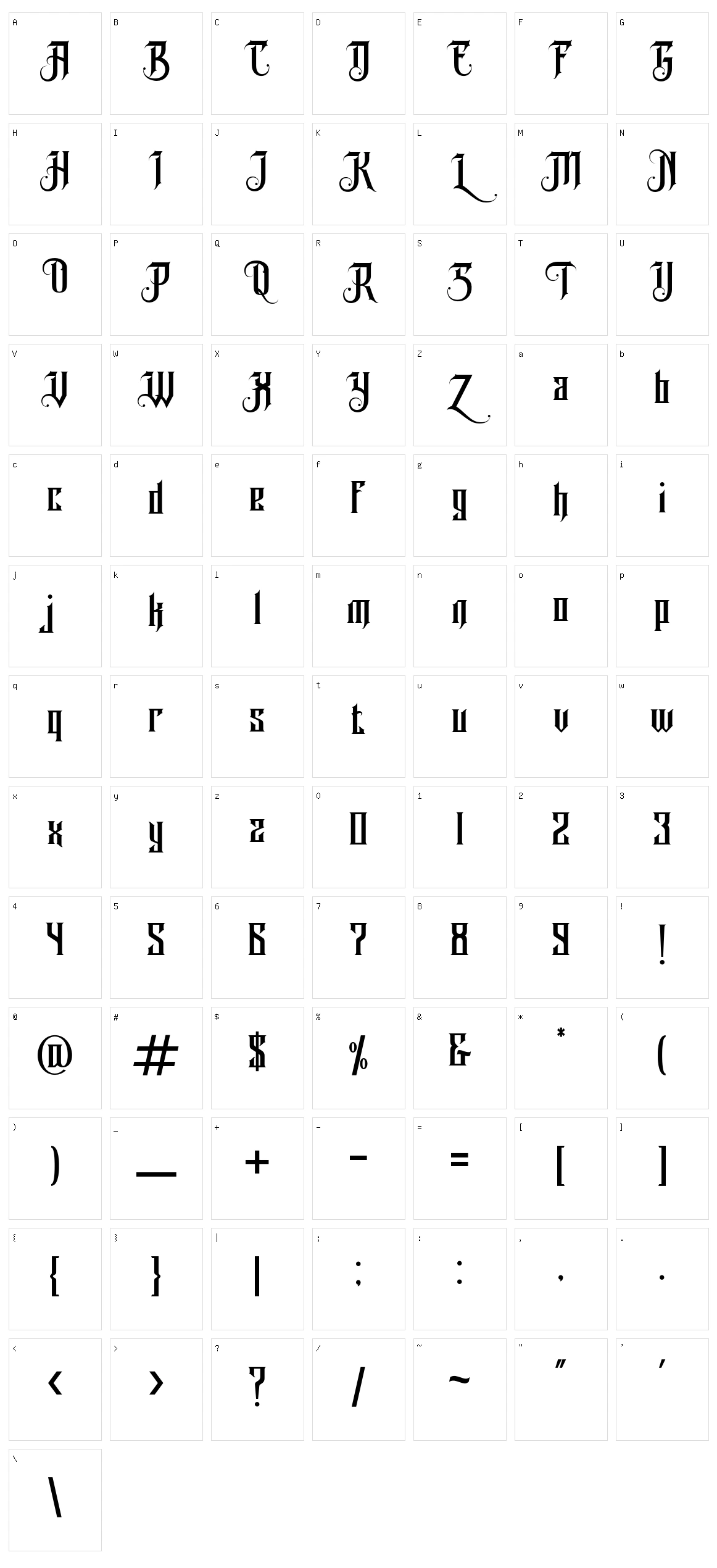 Avalen Rekas Character Set