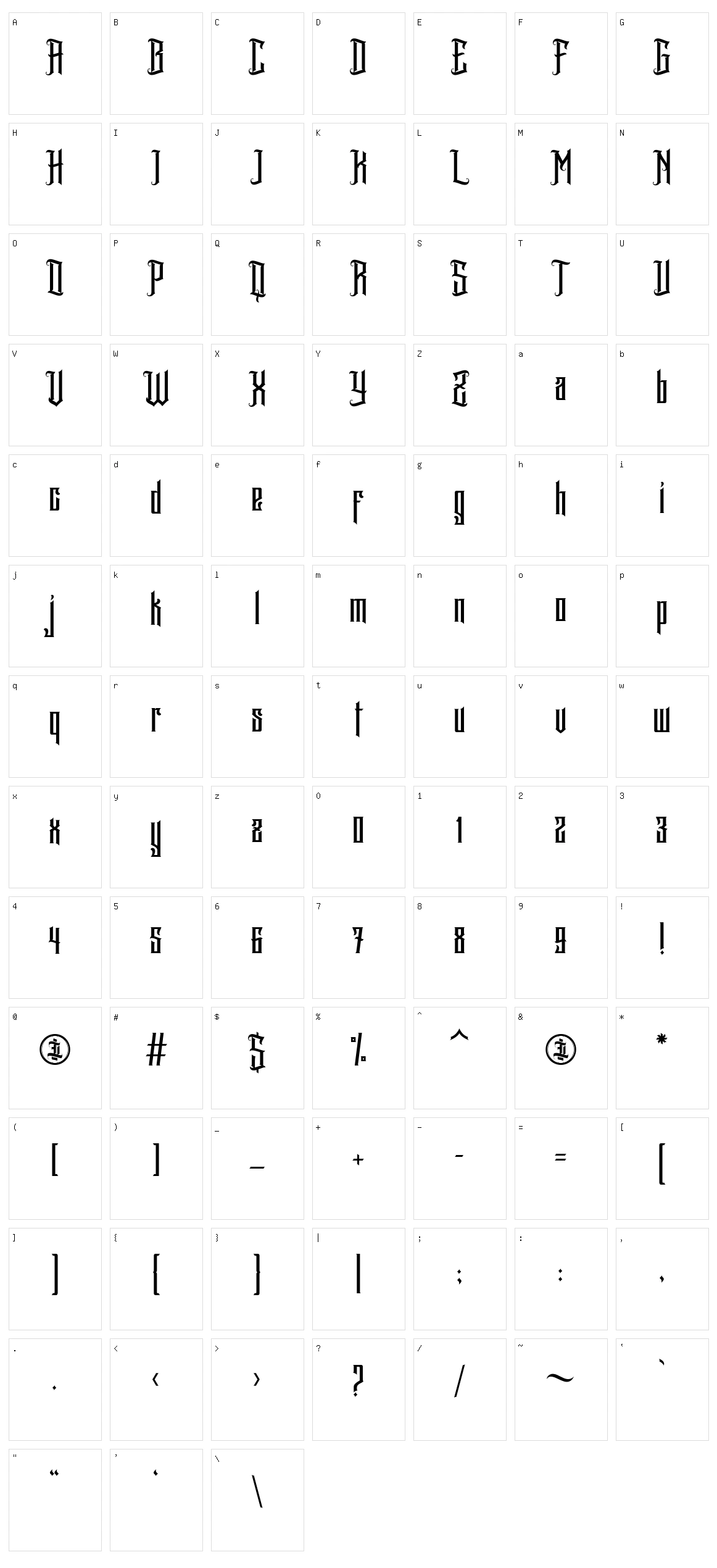 Avartequero Character Set