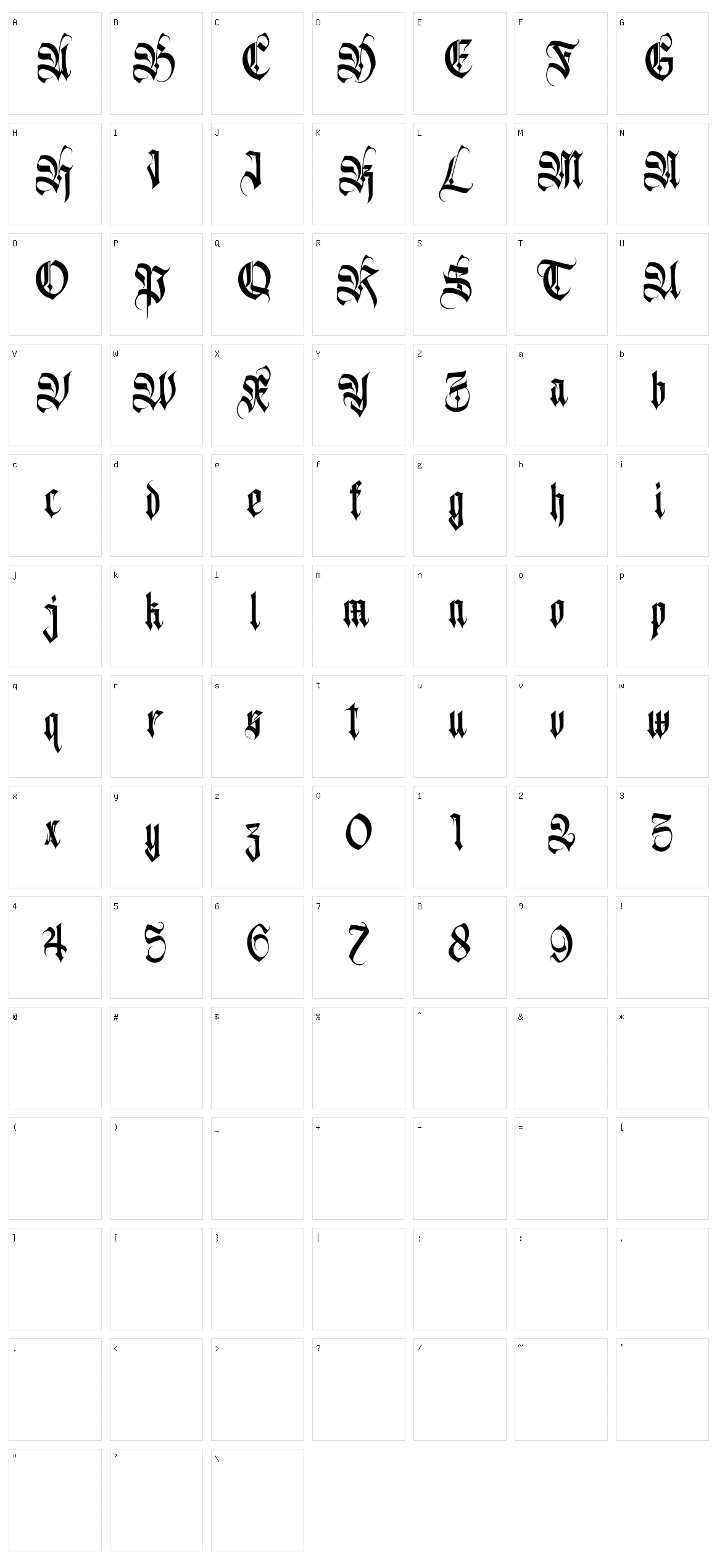 Avertequestra Character Set
