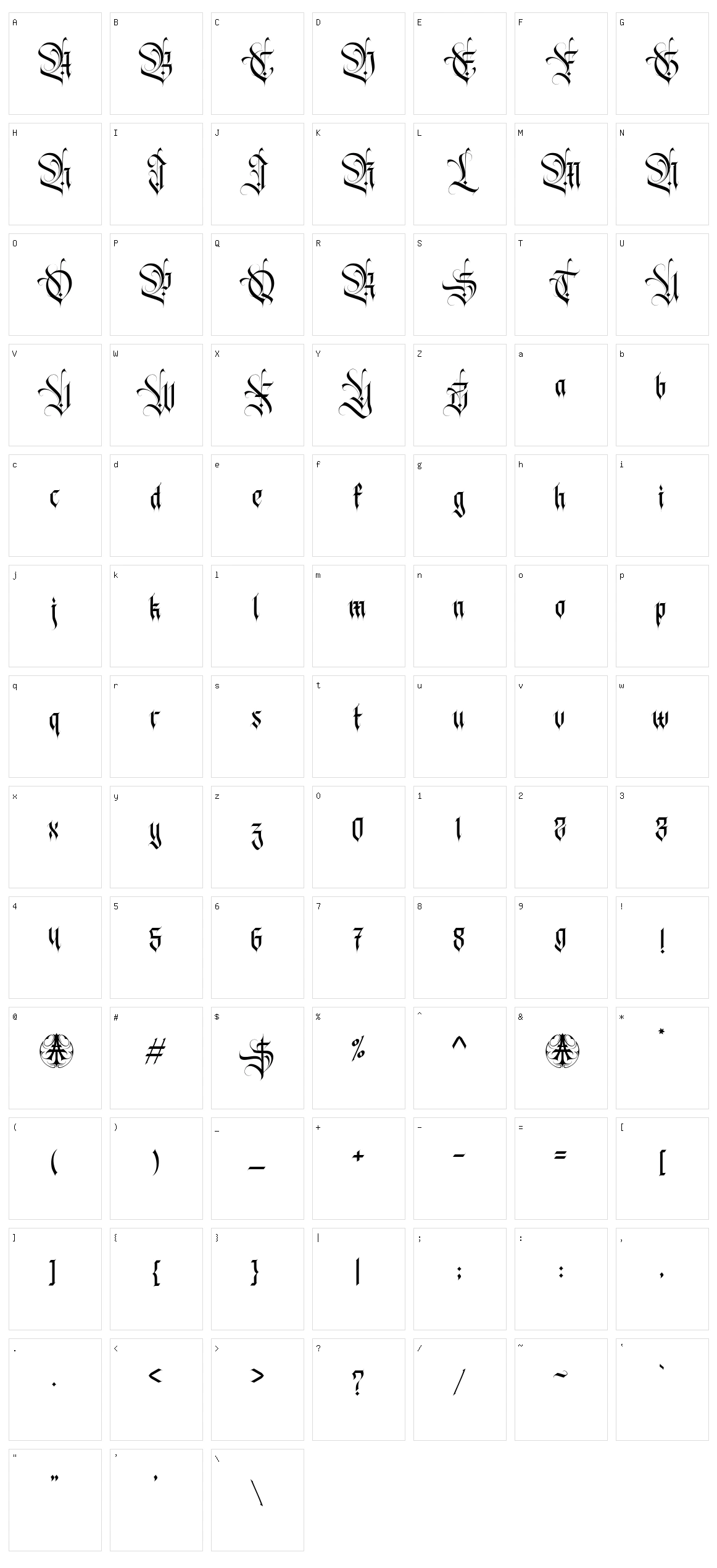 Aviorte Character Set