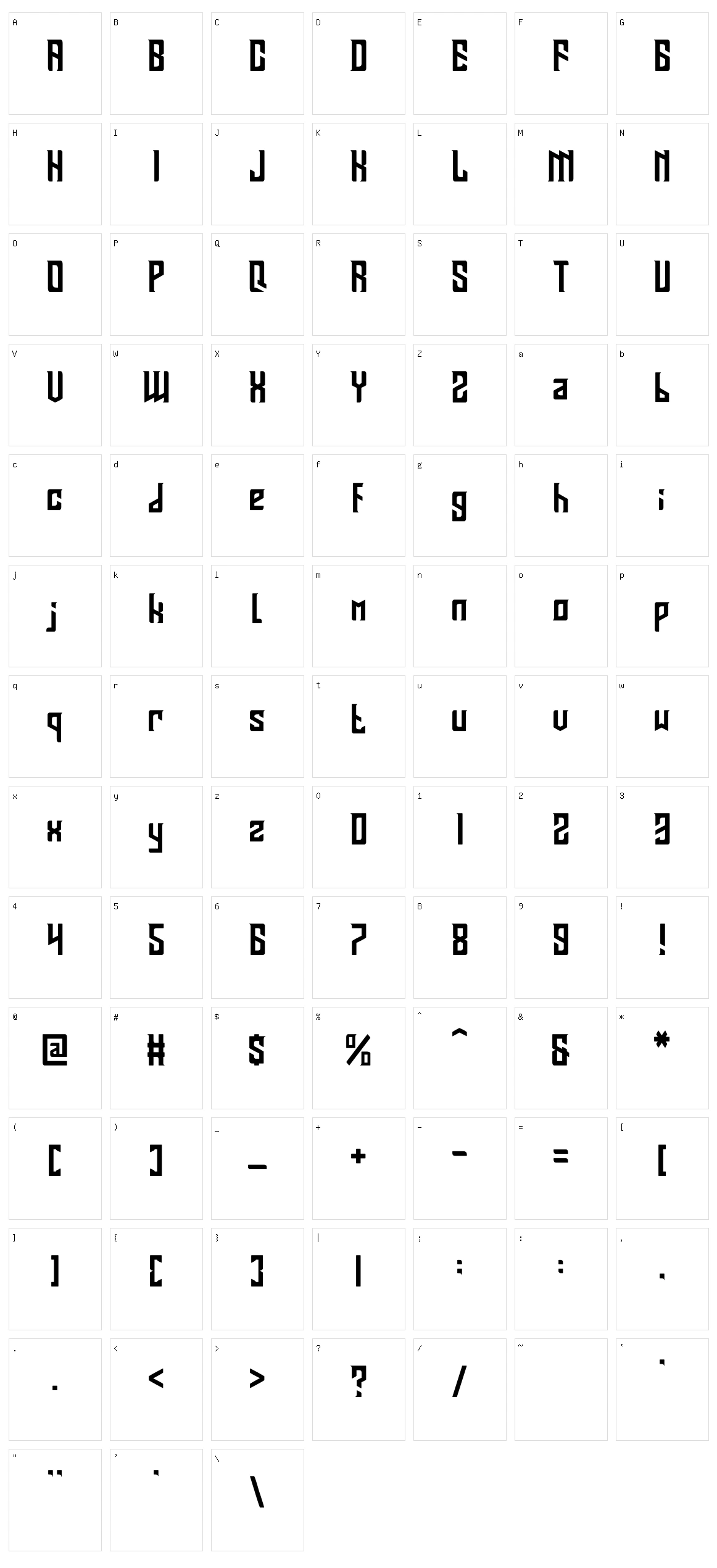 Basteru Character Set
