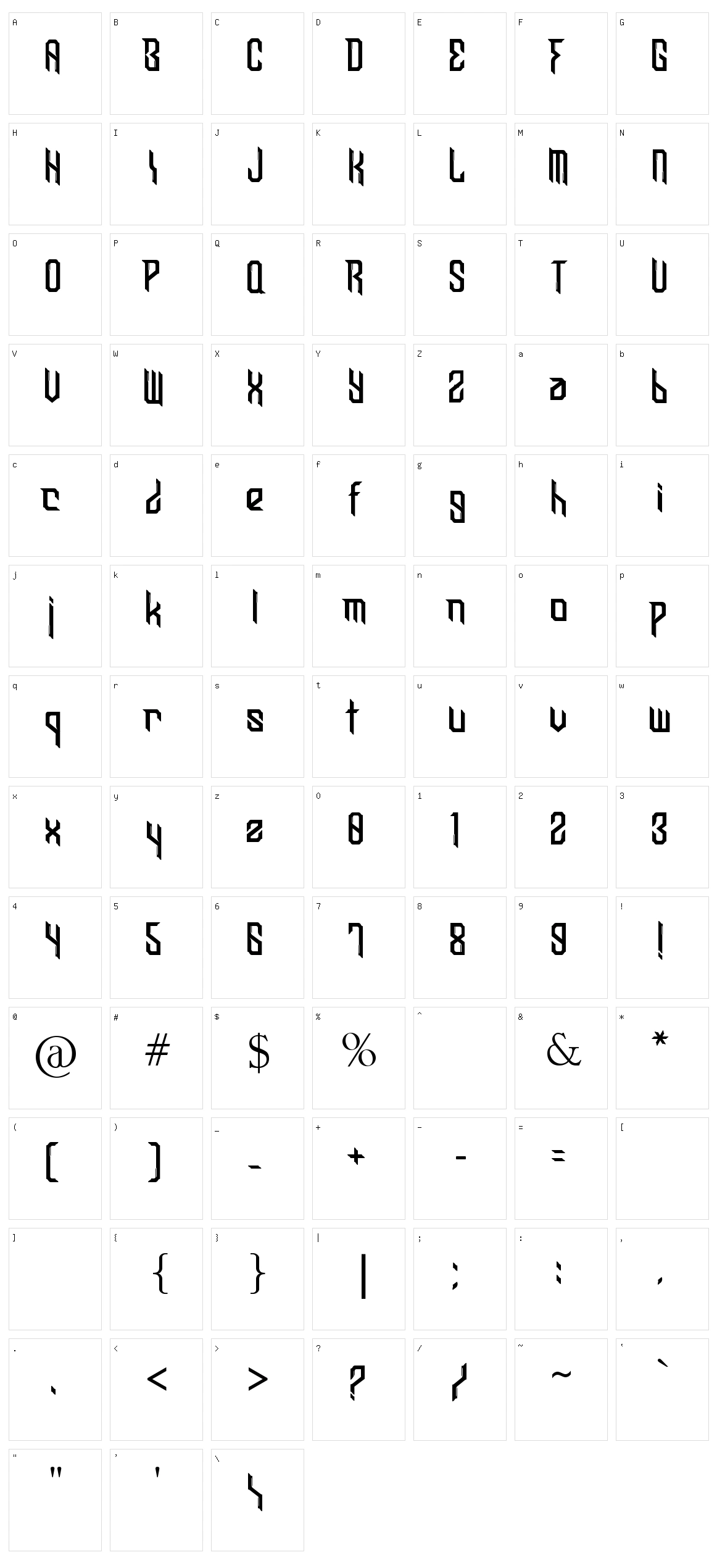 Bedoy Character Set