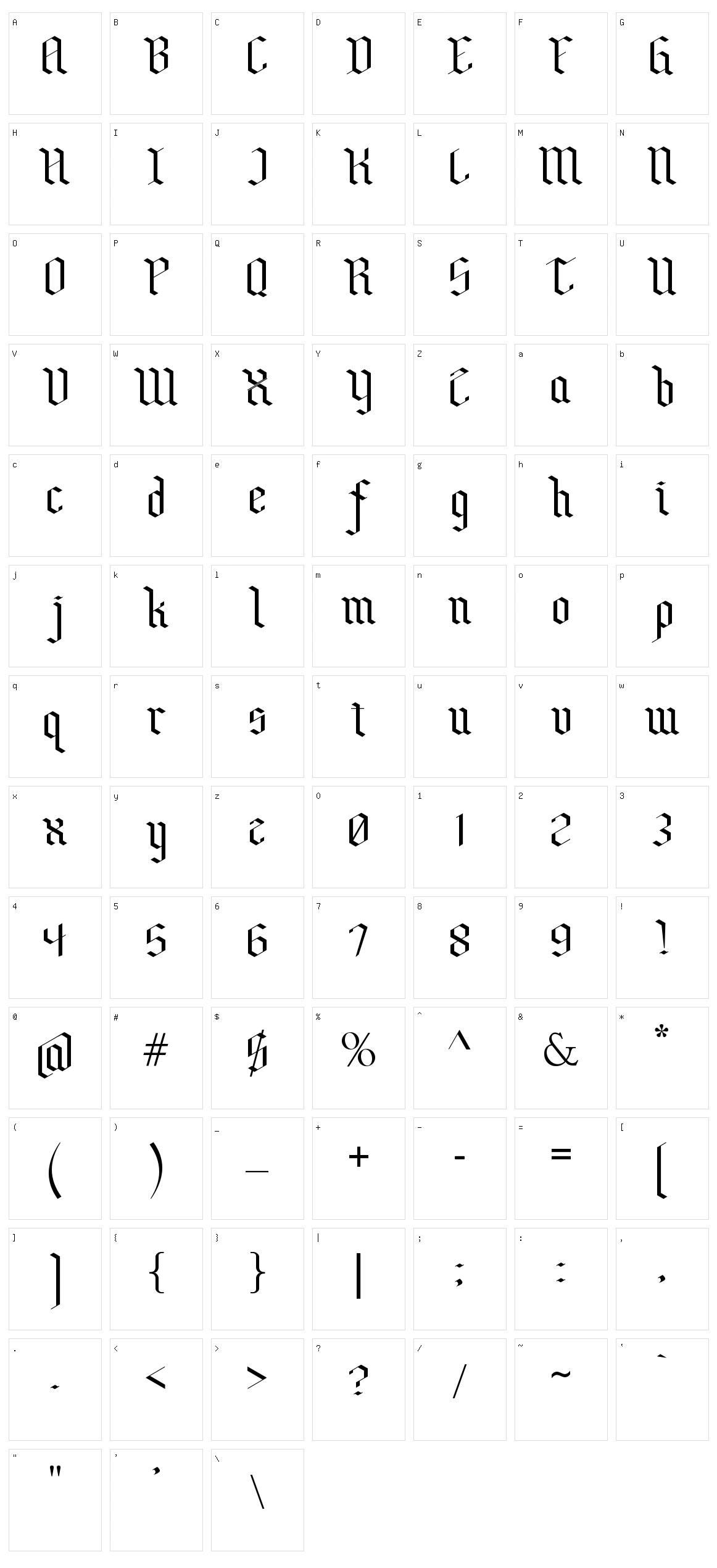 Bensch Gothic Character Set