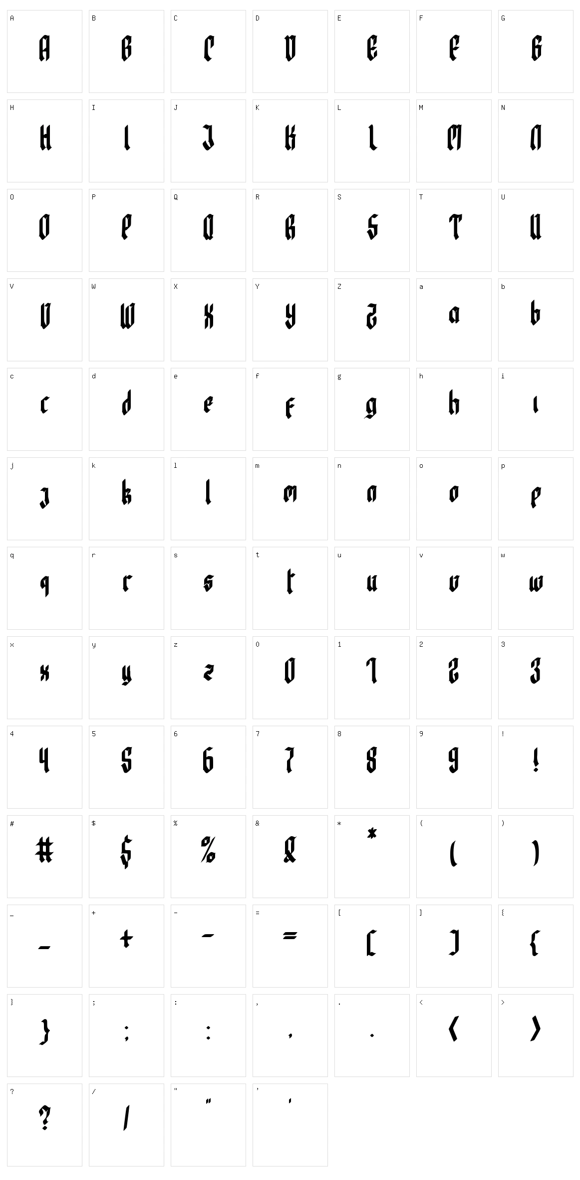 Bewear Character Set