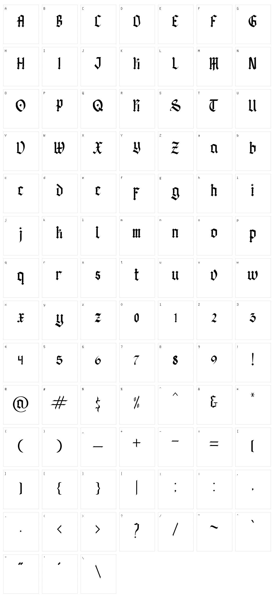 Black Alberia Character Set