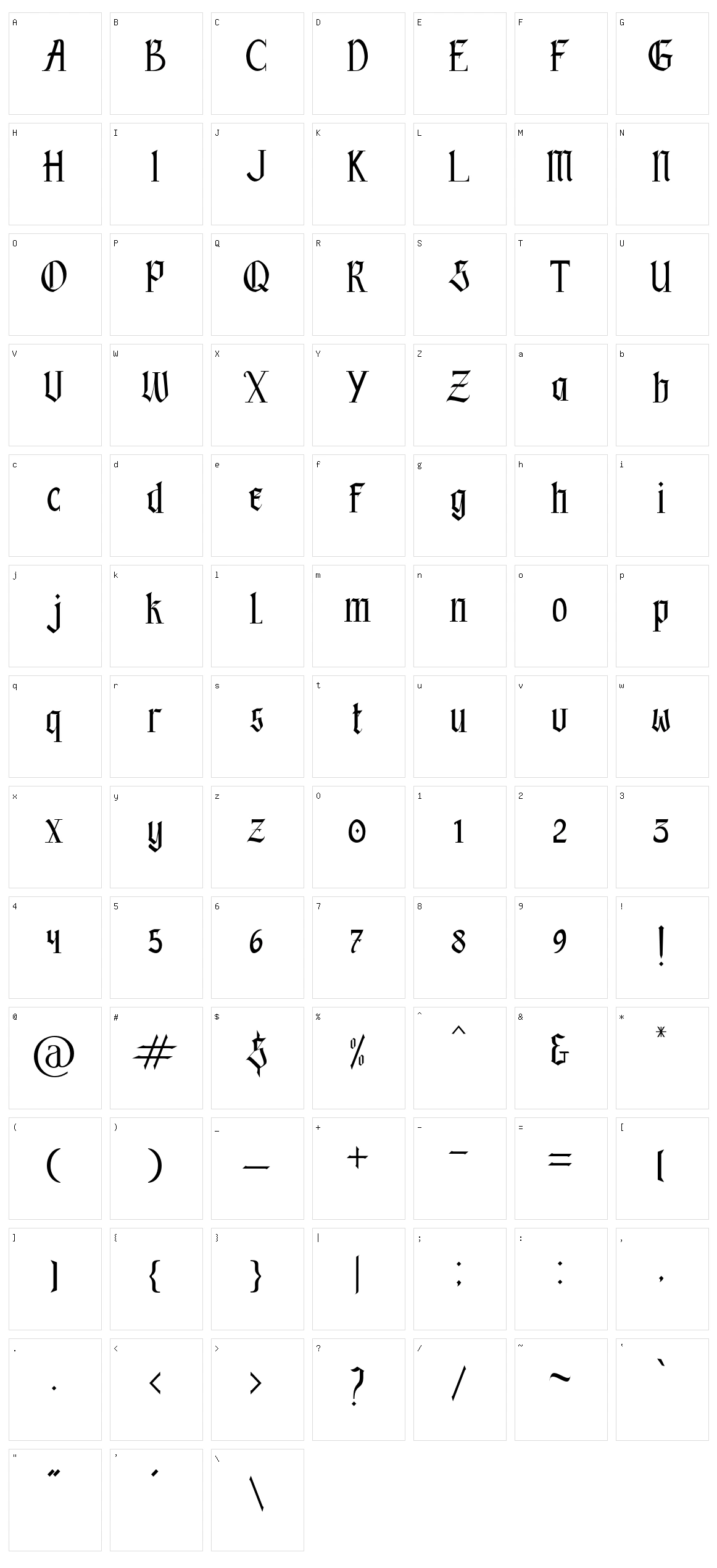 Black Book Character Set