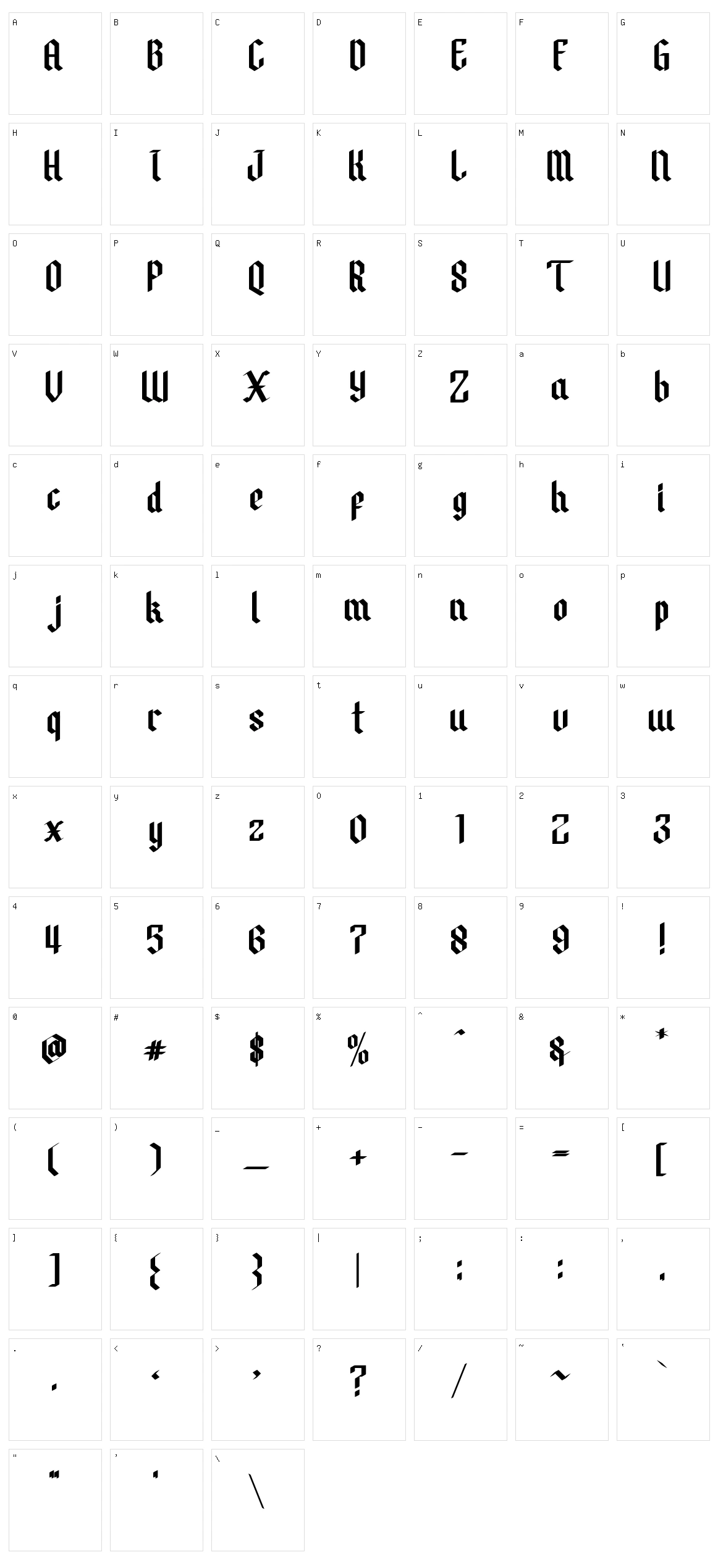 Black Pentacle Character Set